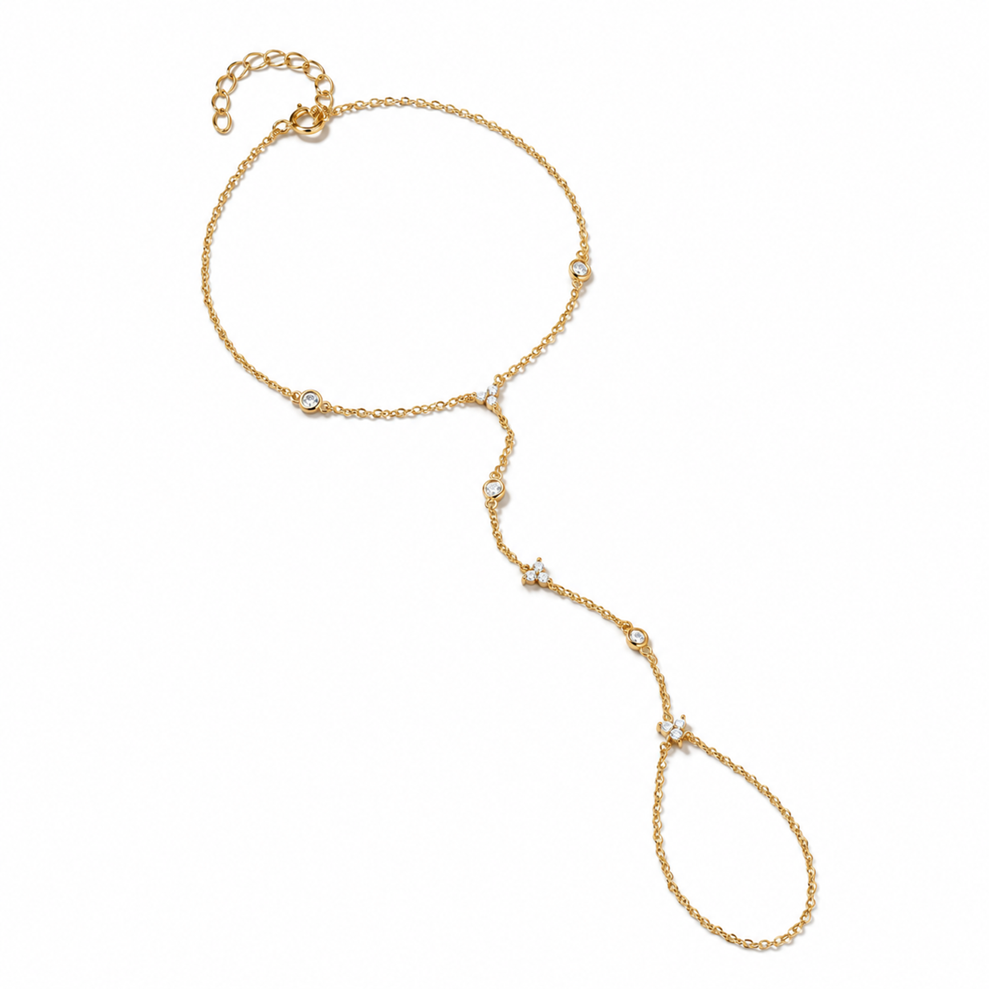 Gabriela 14K Gold Trèfle Linked Finger Bracelet