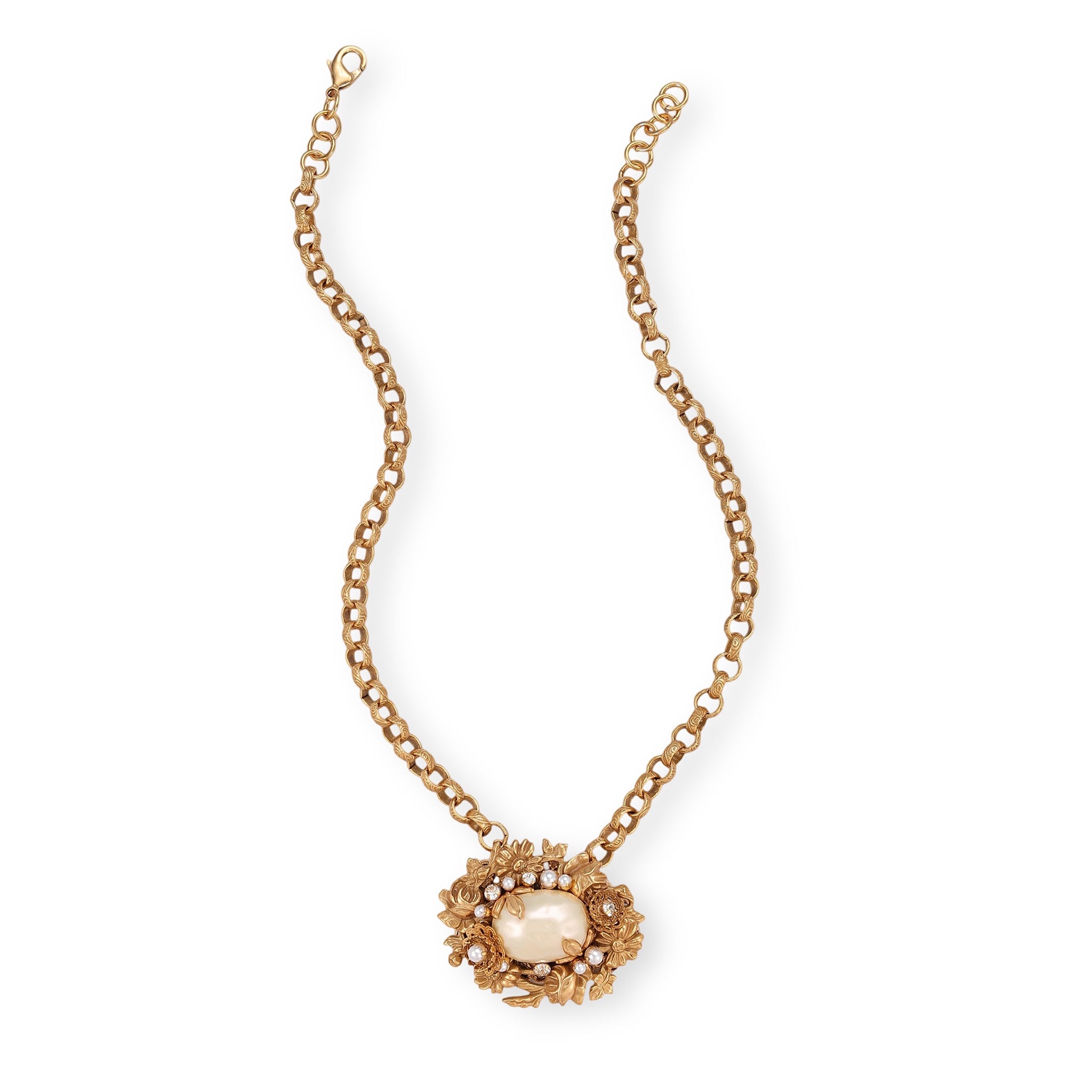 Gaëtana Gold Baroque Pearl Floral Necklace