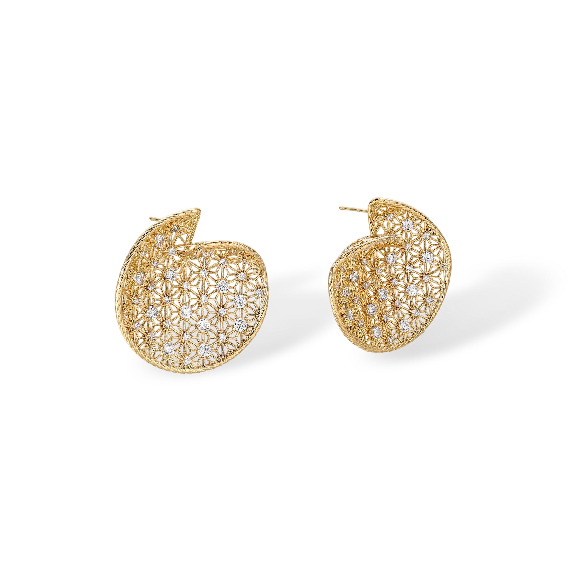 Galliane 16K Gold Openwork Lattice Earrings