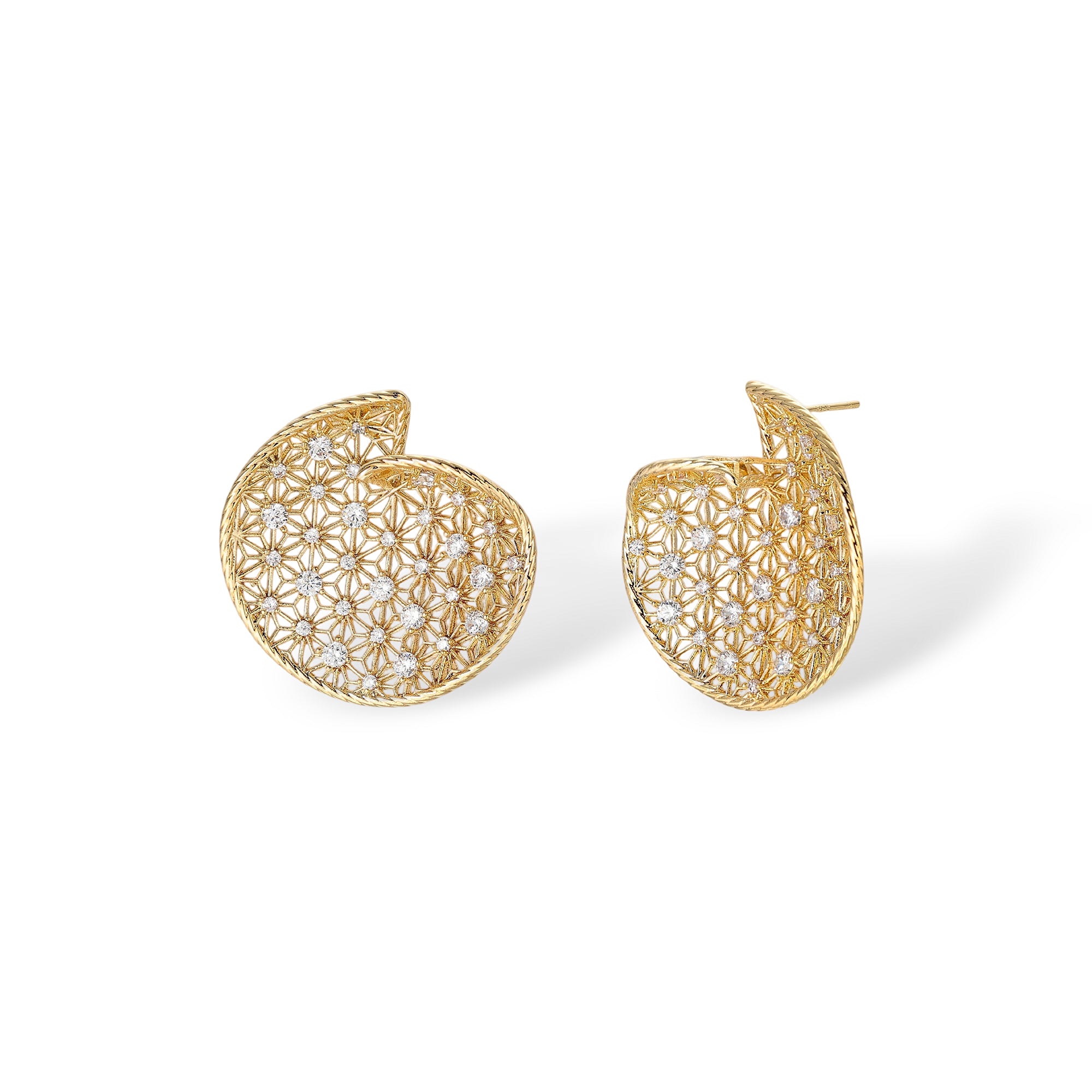 Galliane 16K Gold Openwork Lattice Earrings