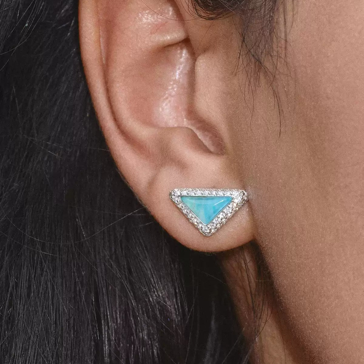 Geertje Turquoise Triangular Amazonite Stud Earrings