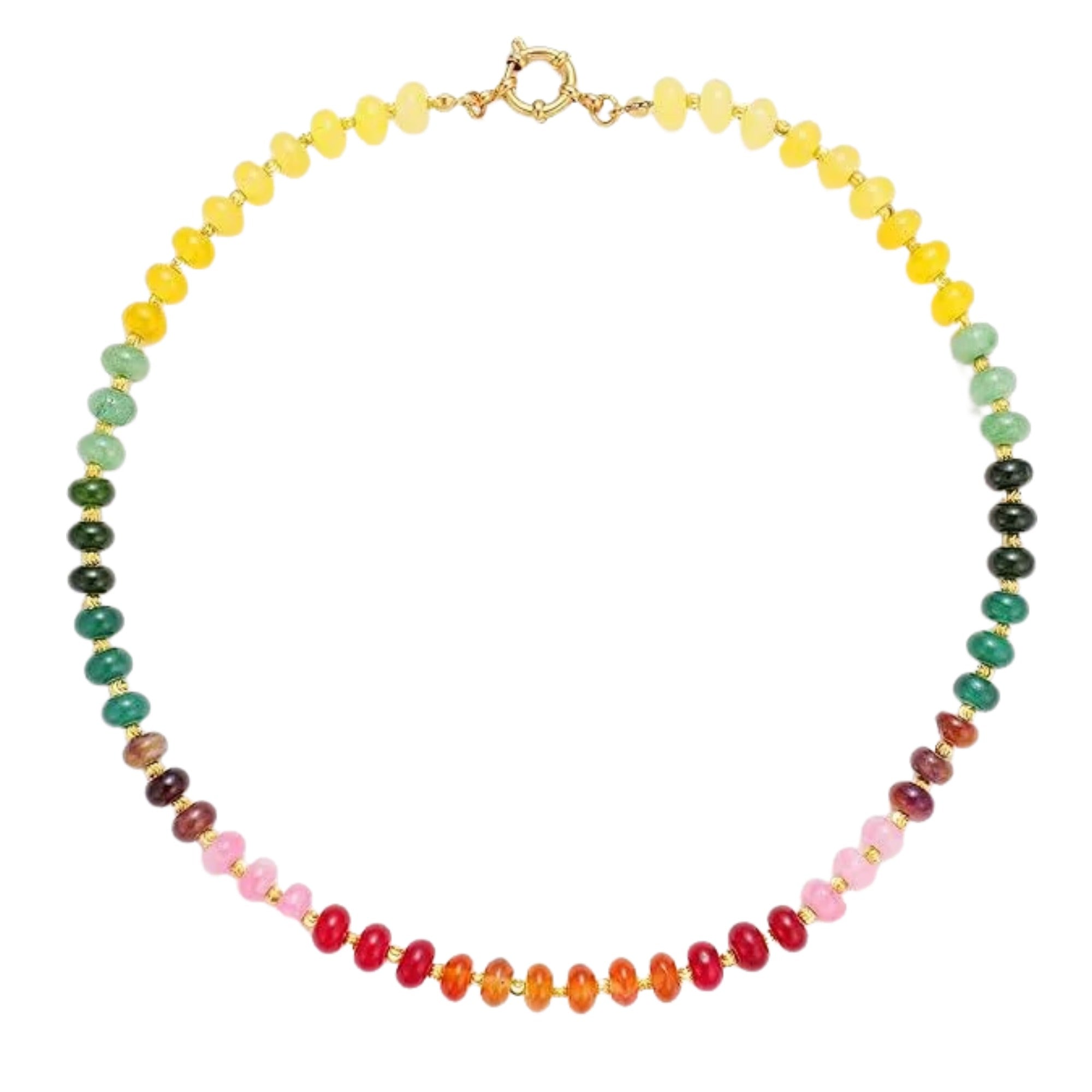 Gerberta Multicolor Round Rainbow Stone Necklace