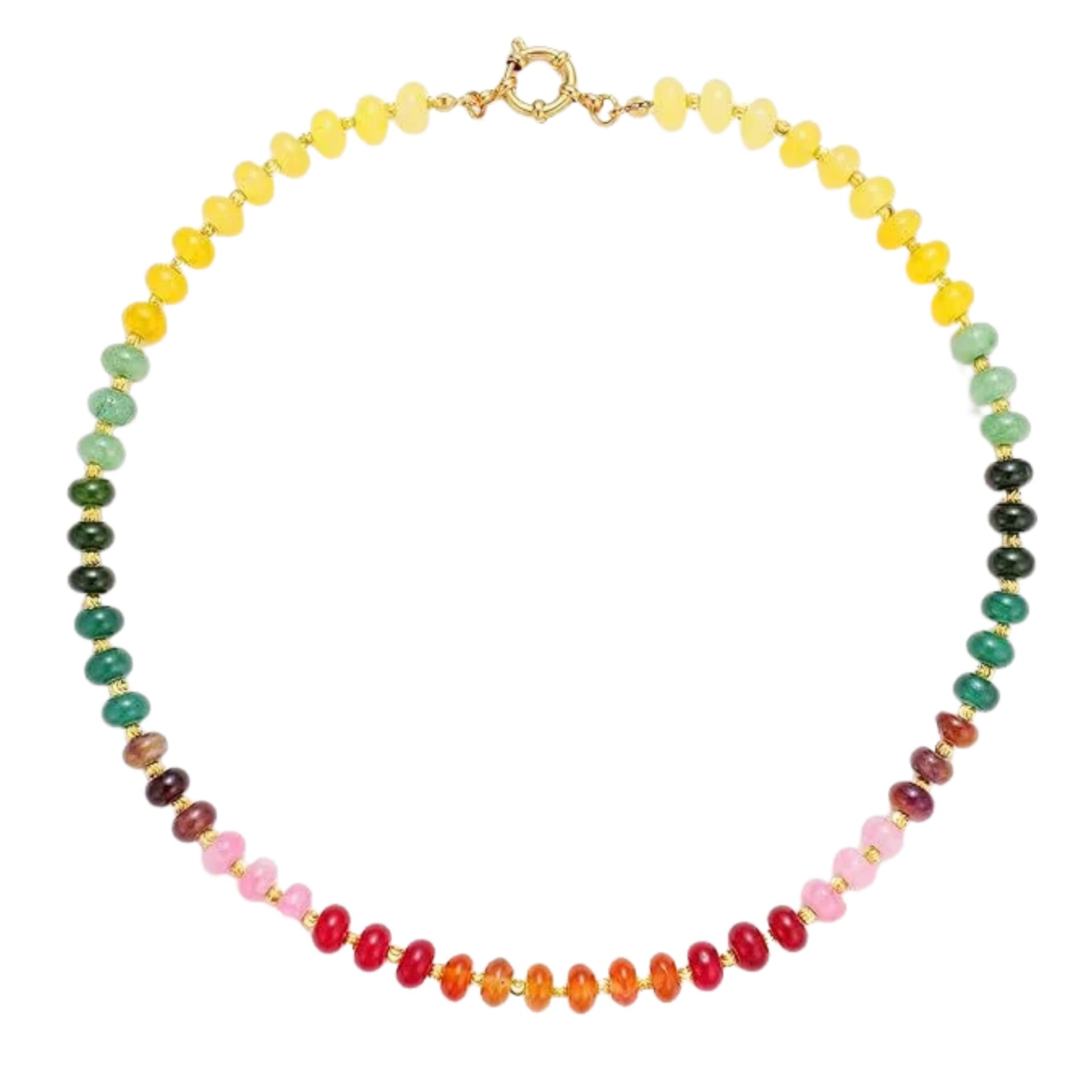 Gerberta Multicolor Round Rainbow Stone Necklace