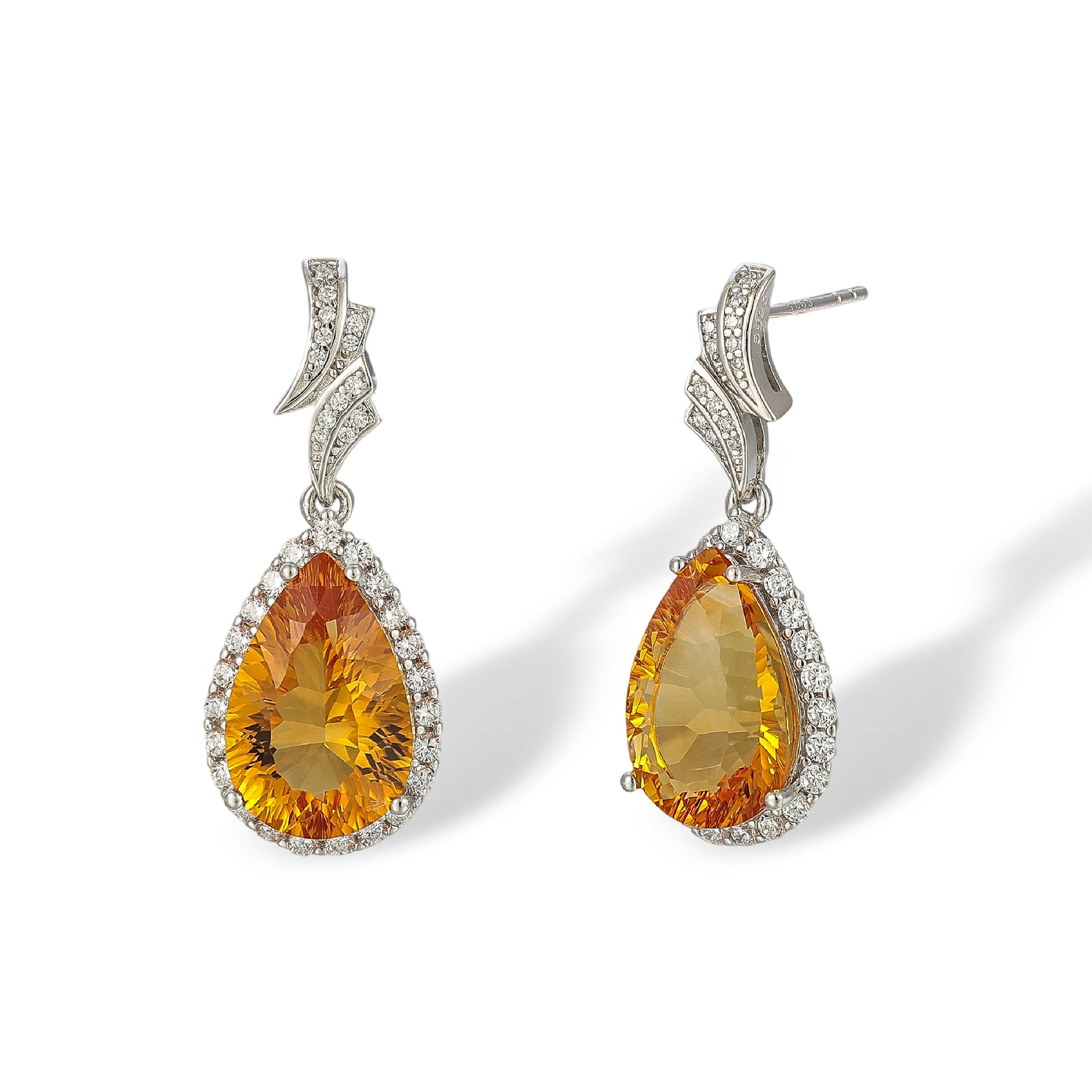 Gergard Yellow Teardrop Citrine Drop Earrings