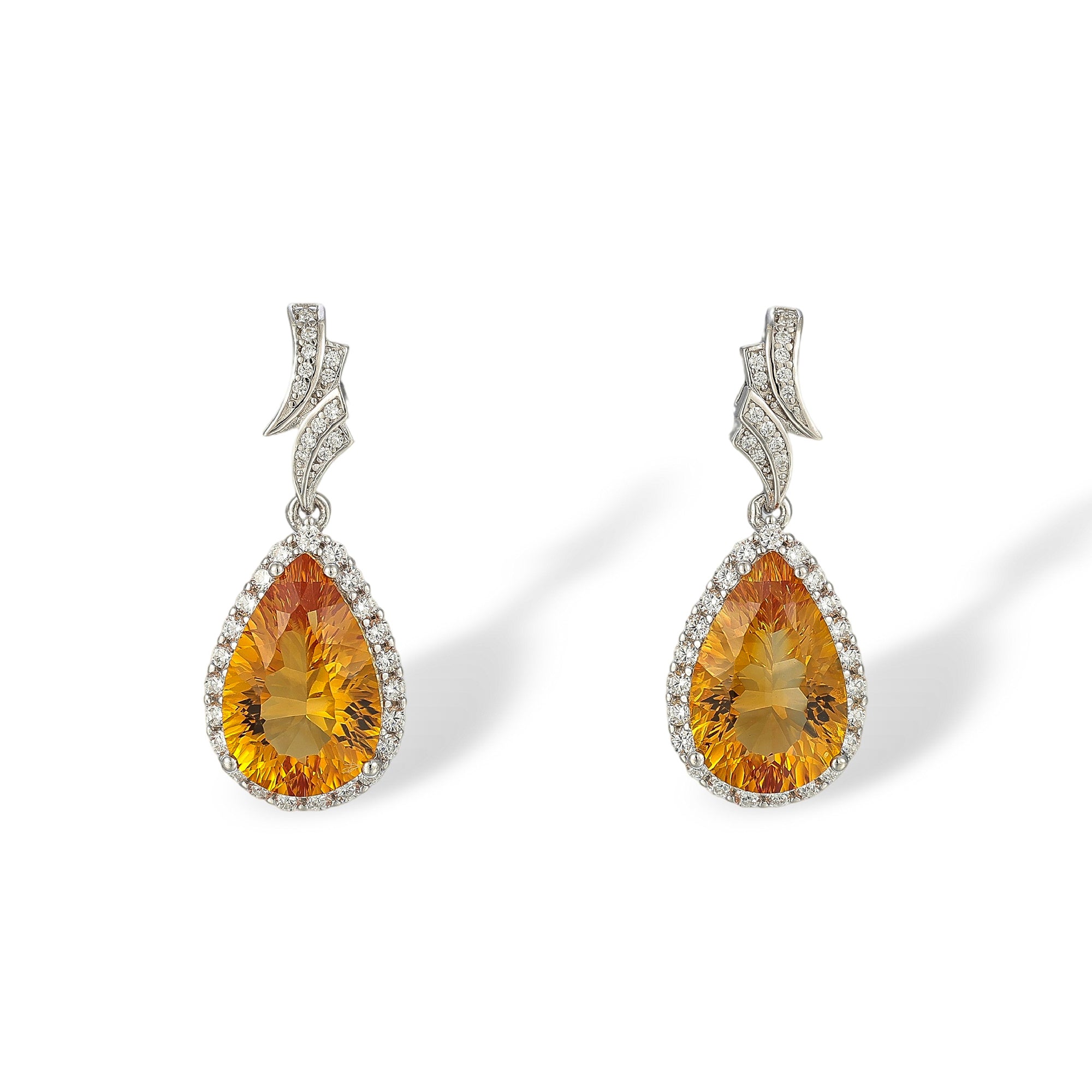 Gergard Yellow Teardrop Citrine Drop Earrings