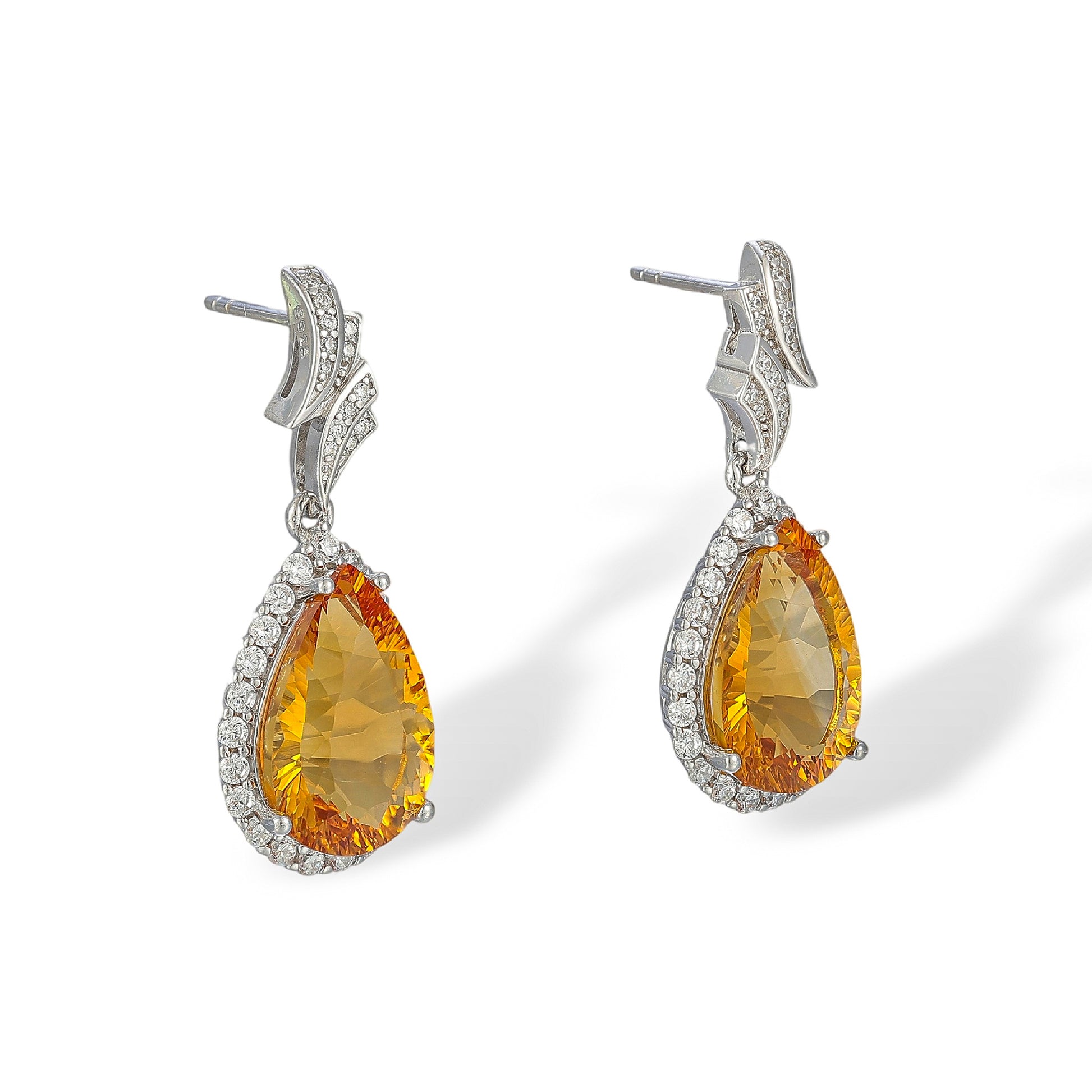 Gergard Yellow Teardrop Citrine Drop Earrings