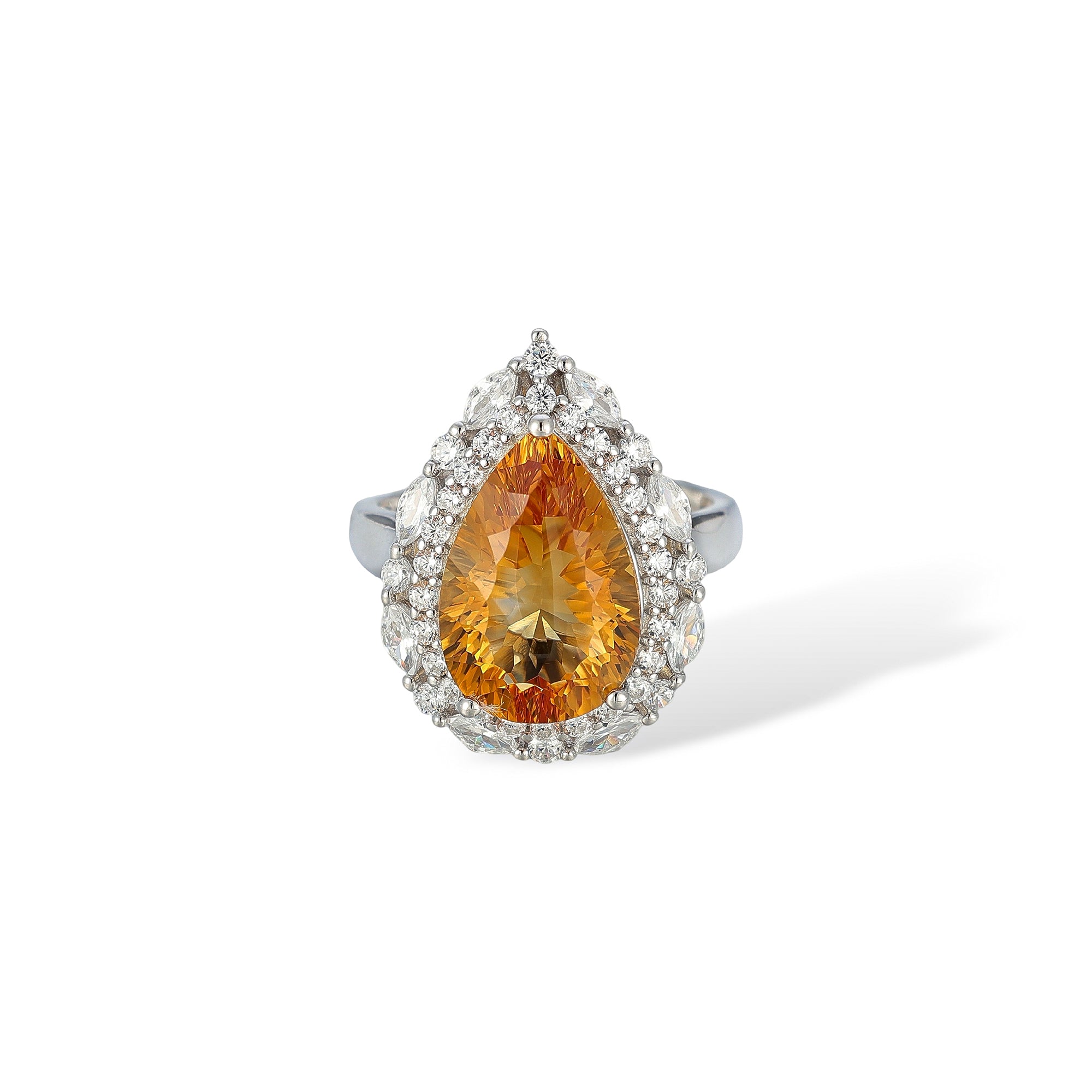 Gergard Yellow Teardrop Citrine Open Ring