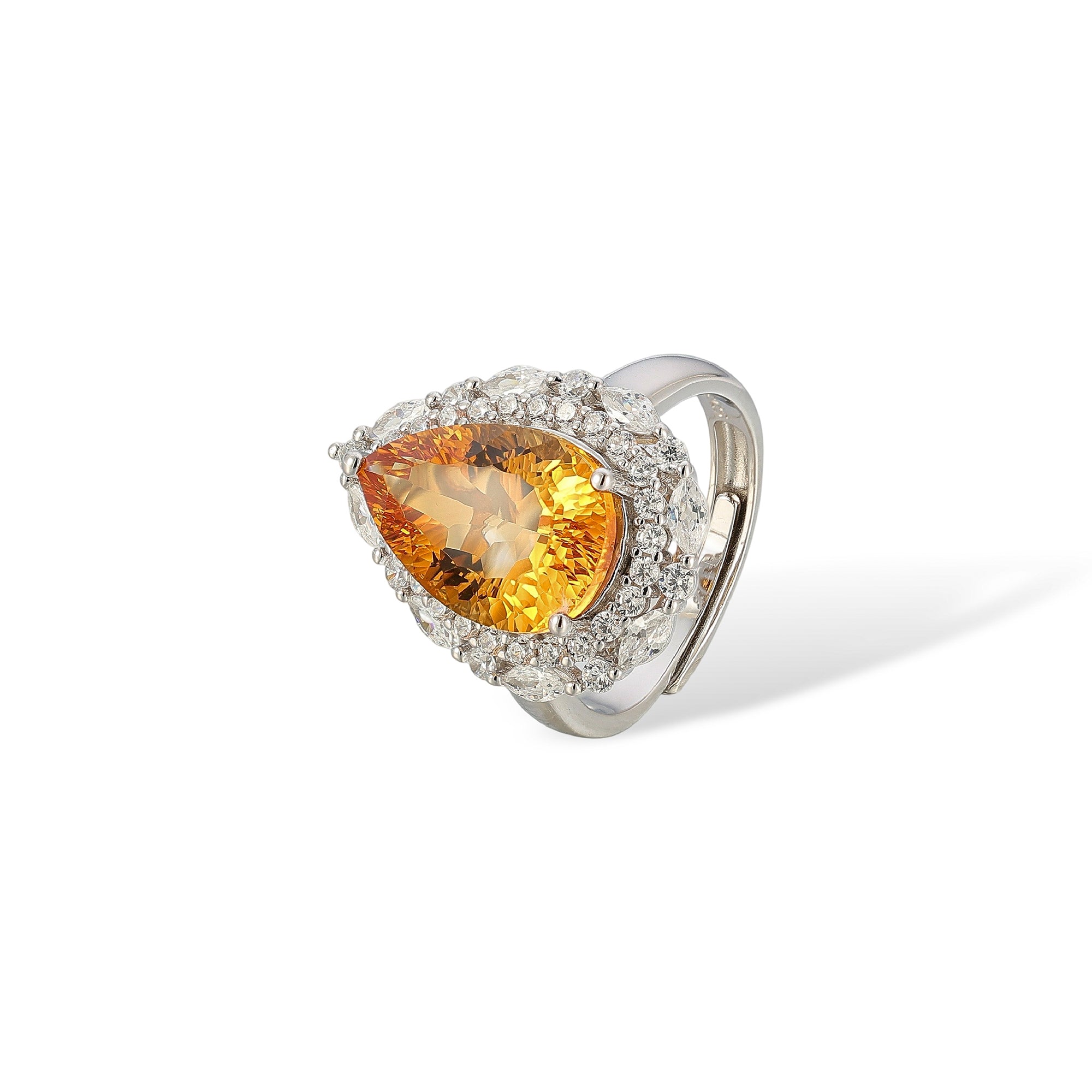 Gergard Yellow Teardrop Citrine Open Ring
