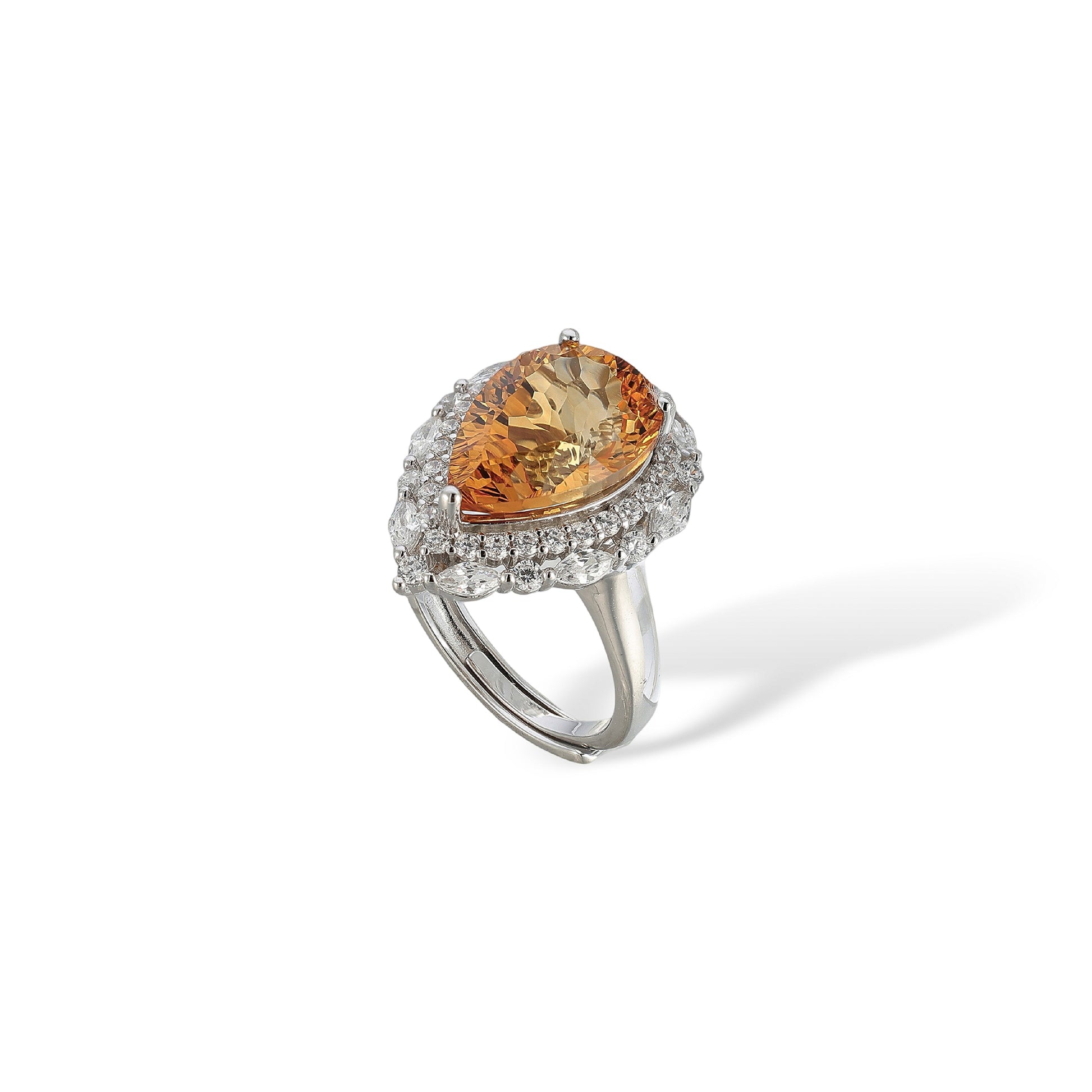 Gergard Yellow Teardrop Citrine Open Ring