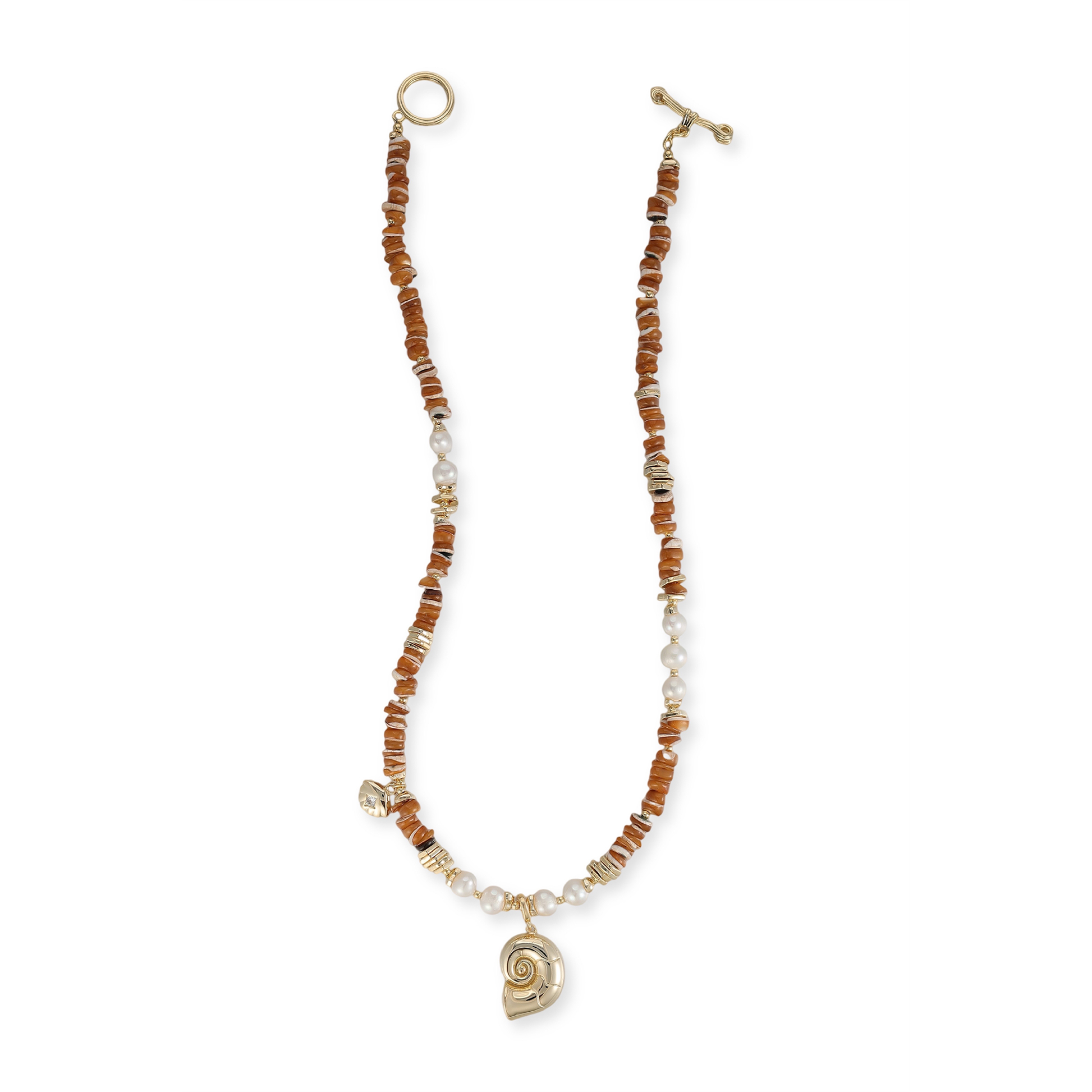 Gerhild Orange Nautilus Pearl Natural Stone Necklace