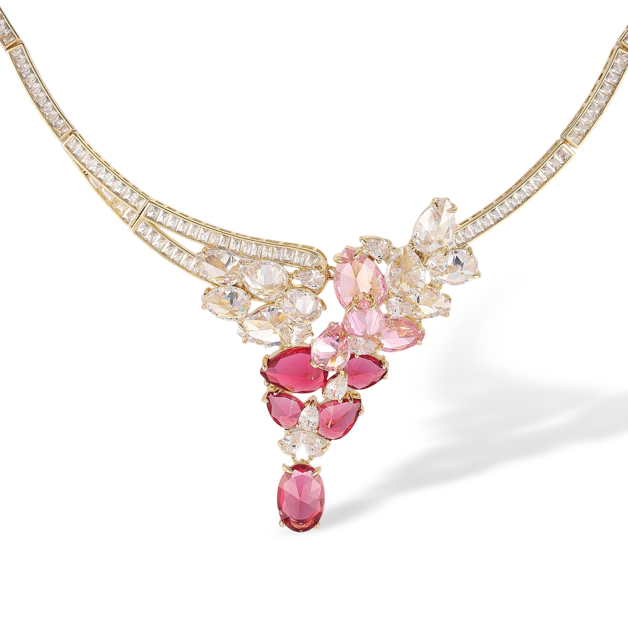 Gerhilde Red Floral Earrings & Necklace Set