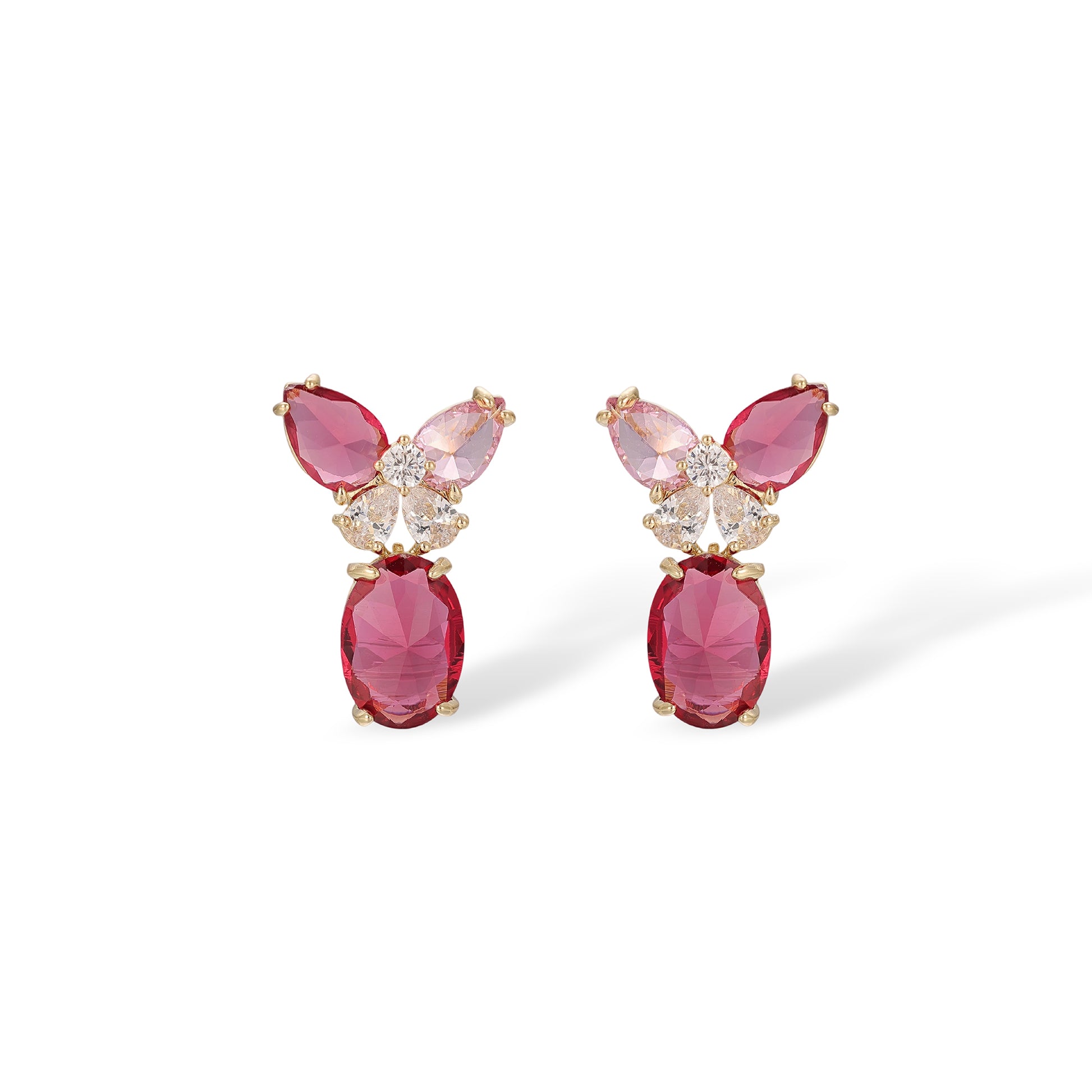 Gerhilde Red Floral Earrings & Necklace Set