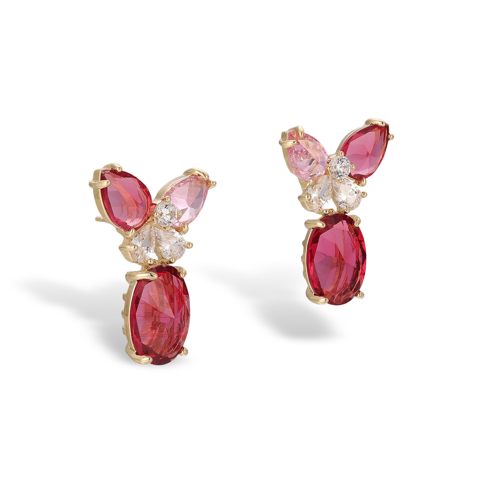 Gerhilde Red Floral Earrings & Necklace Set