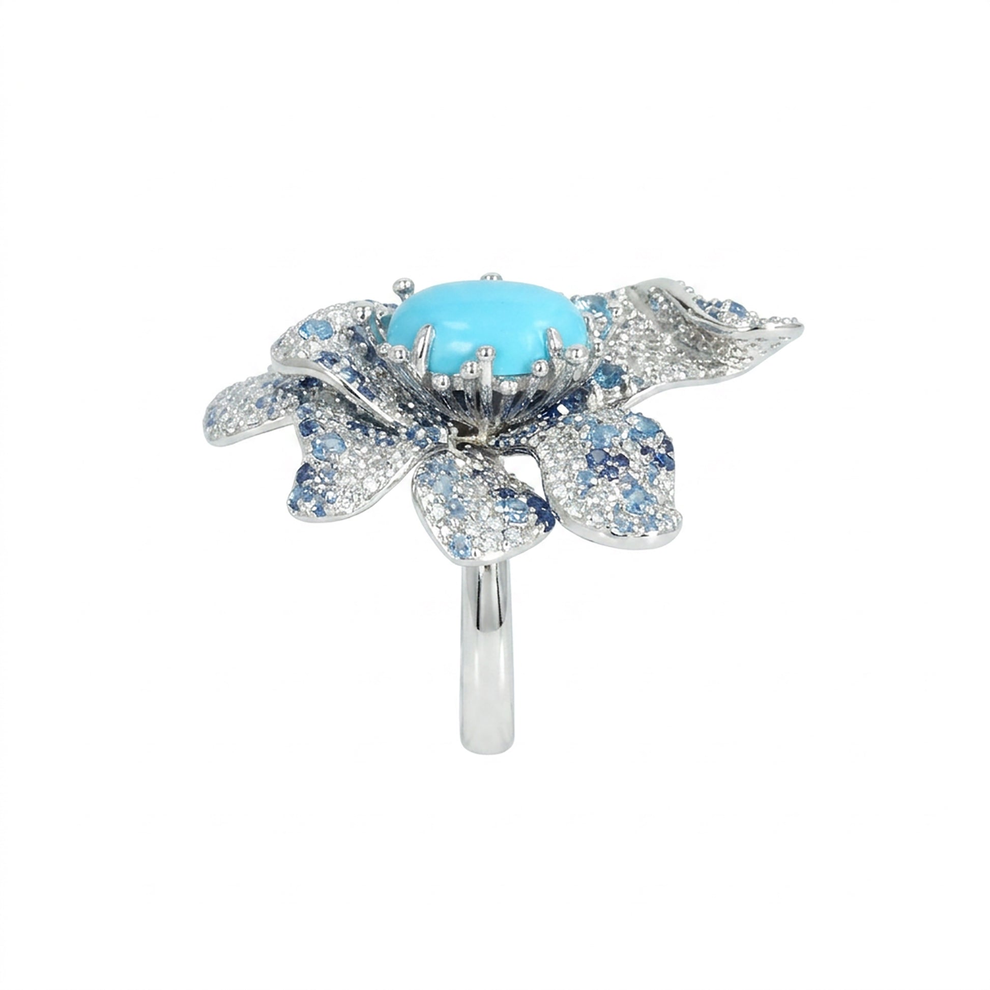 Germina Blue Turquoise Floral Ring