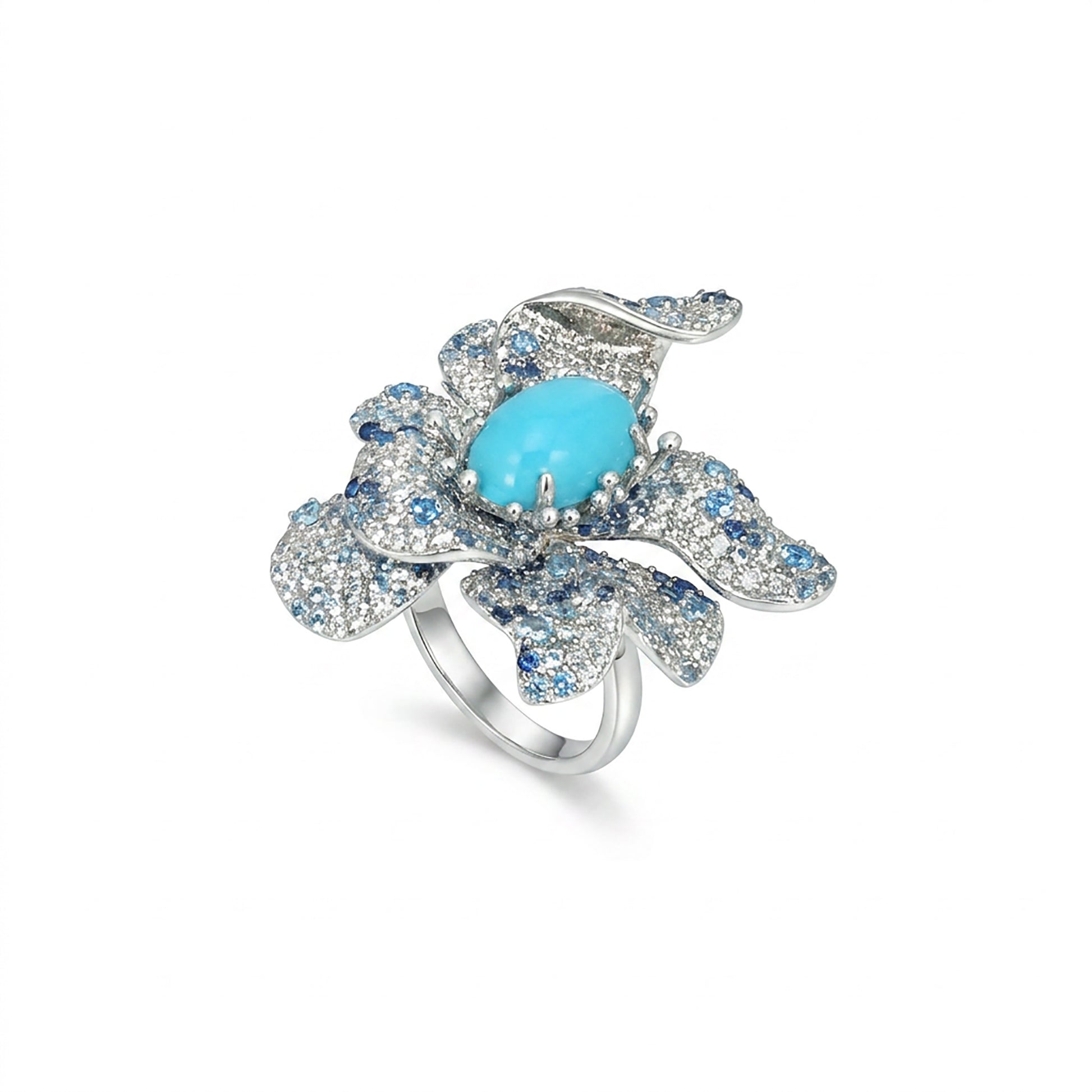 Germina Blue Turquoise Floral Ring