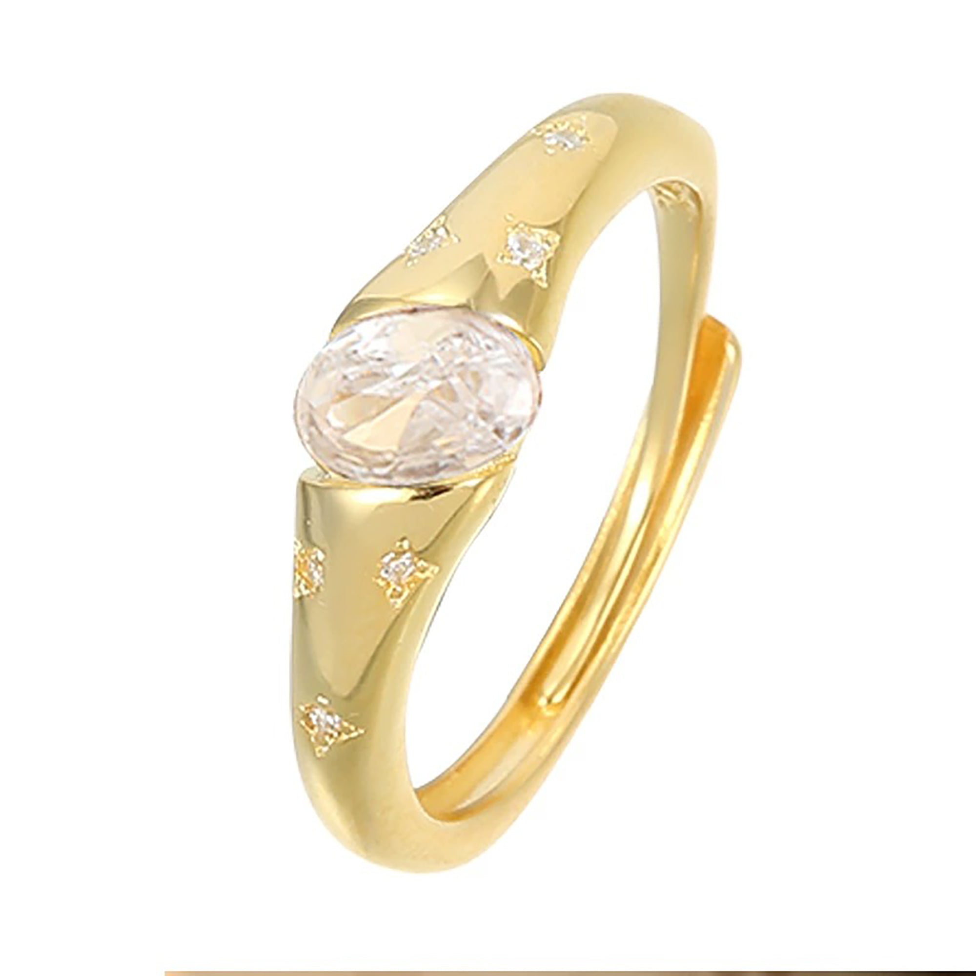 Gernotilde 14K Gold Oval Star Open Ring