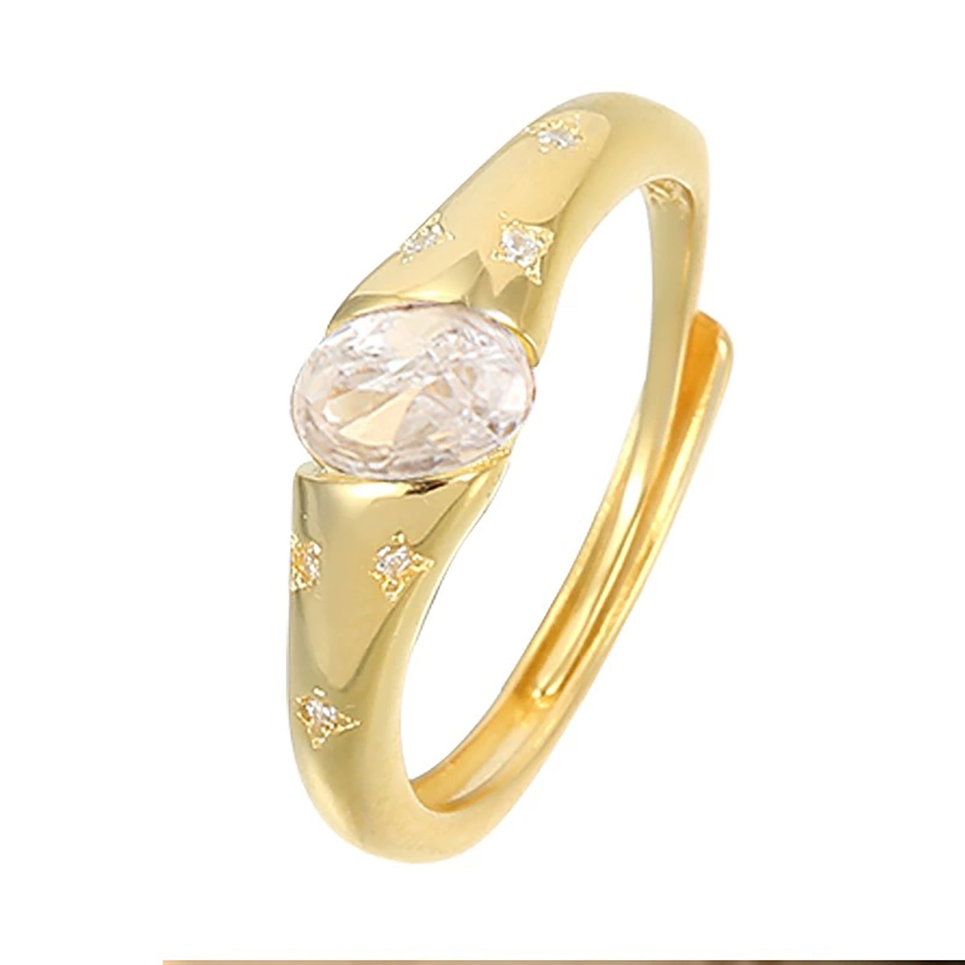 Gernotilde 14K Gold Oval Star Open Ring
