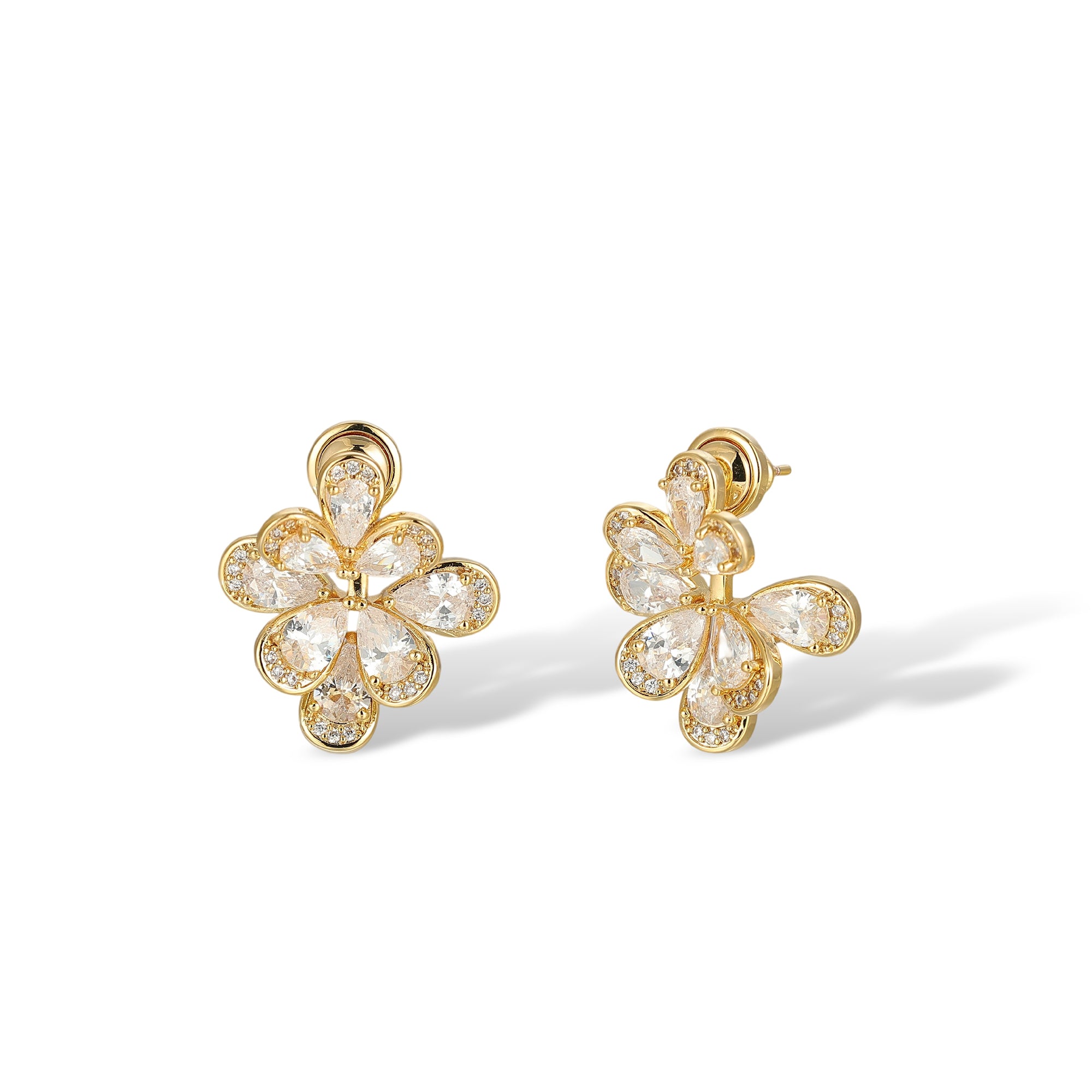 Gerrada 14K Gold Floral Stud Earrings