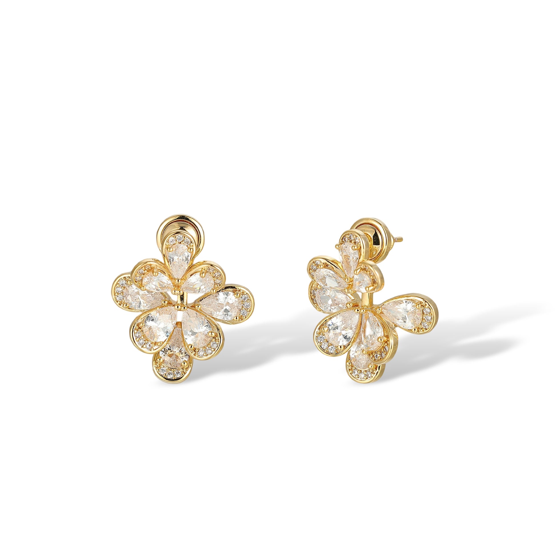 Gerrada 14K Gold Floral Stud Earrings