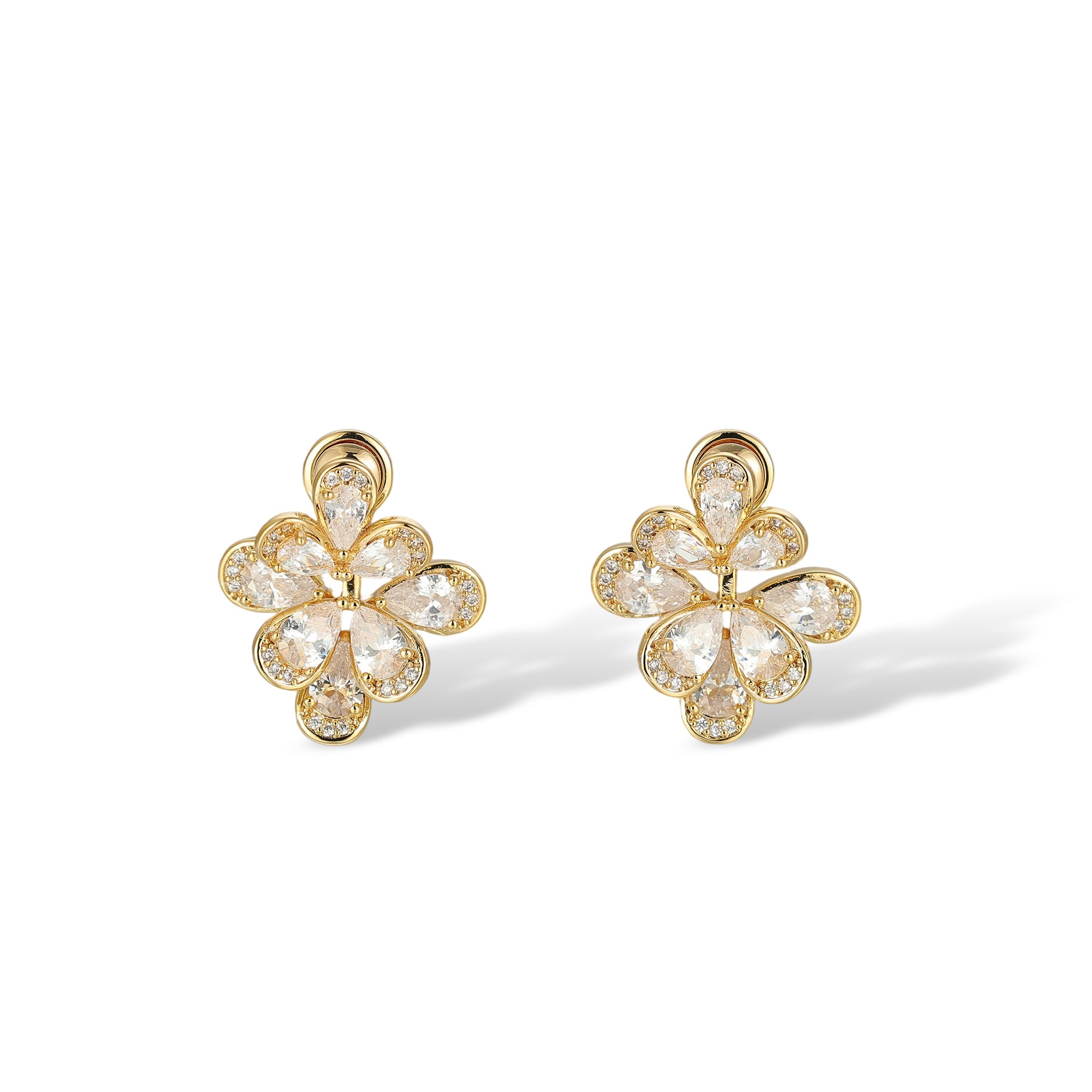 Gerrada 14K Gold Floral Stud Earrings