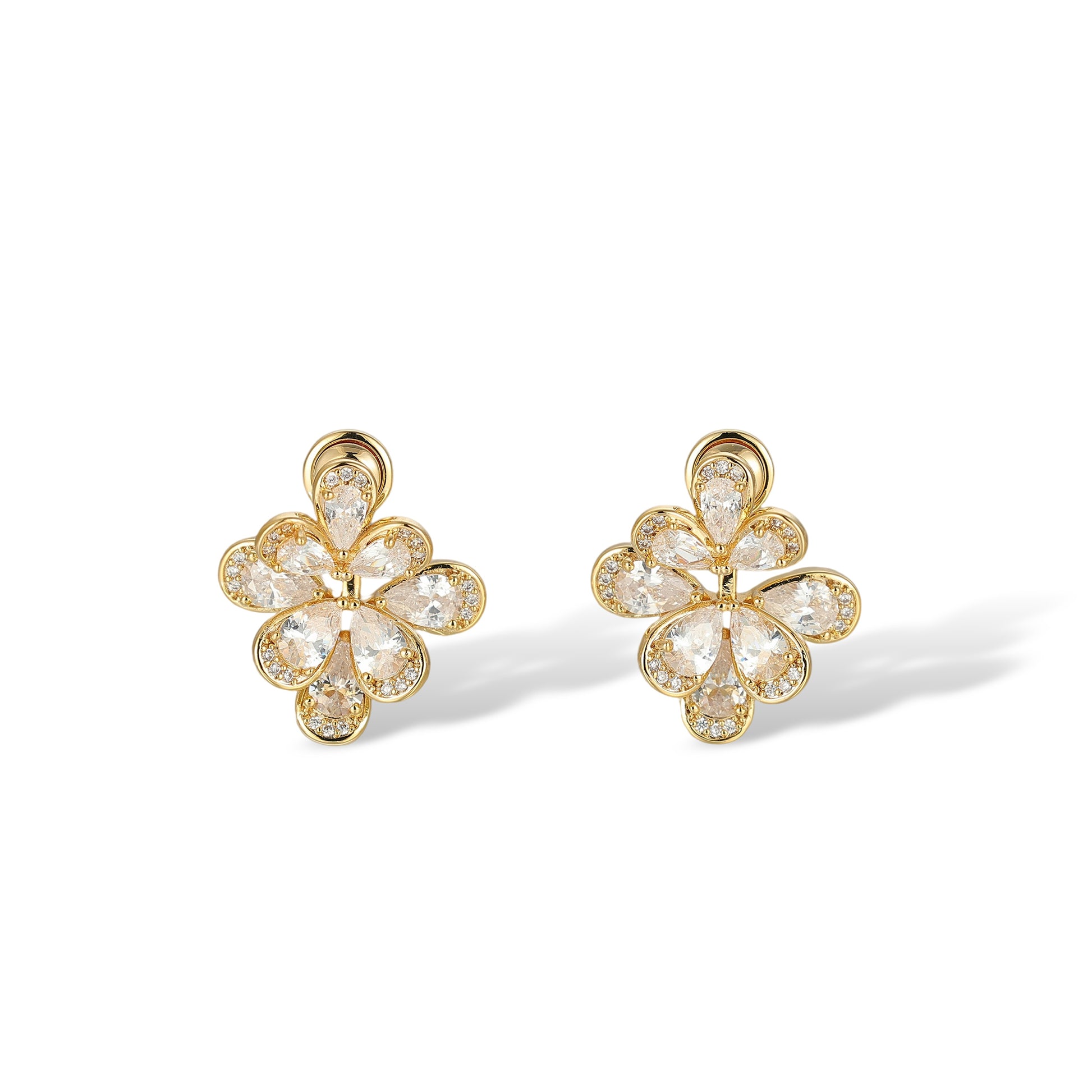 Gerrada 14K Gold Floral Stud Earrings