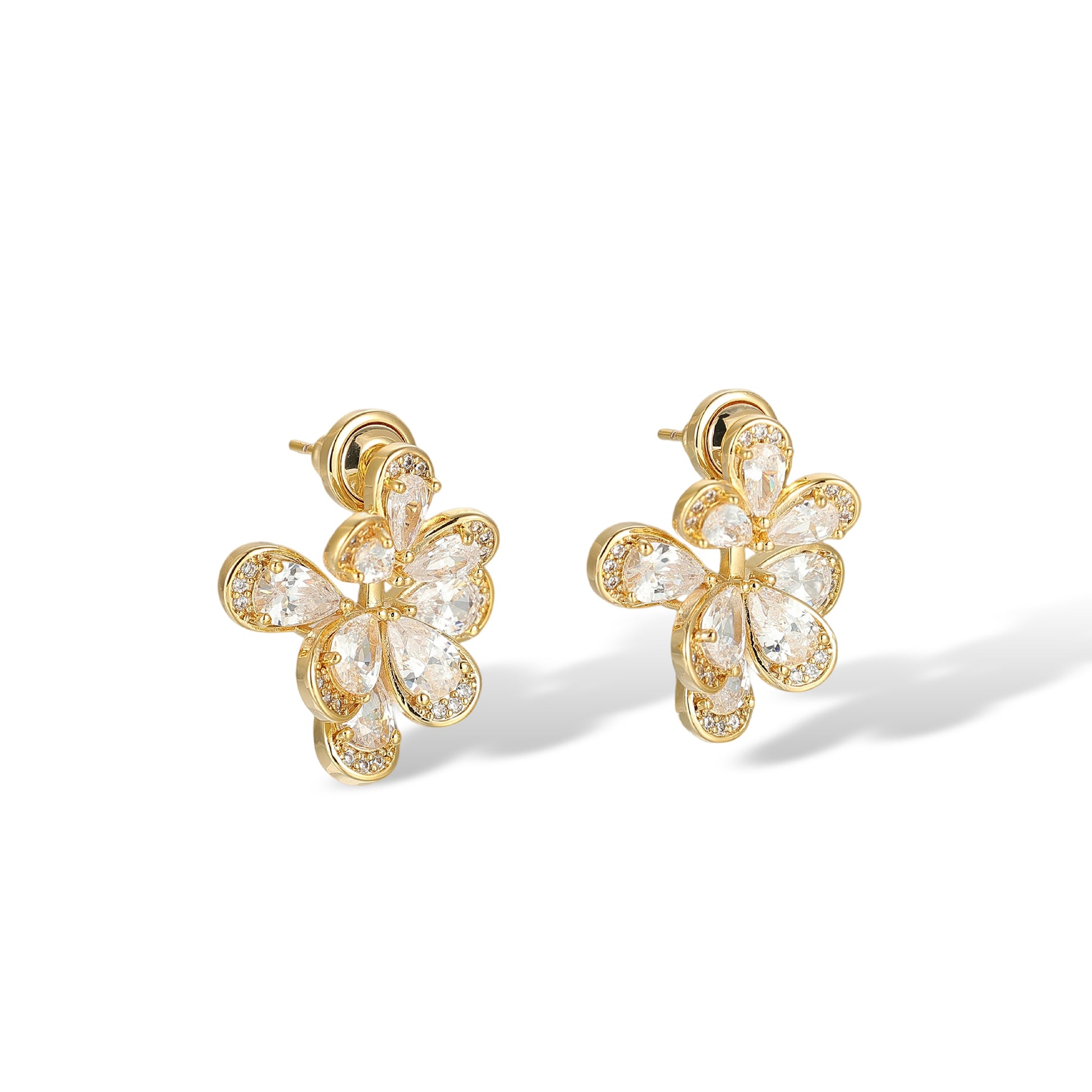 Gerrada 14K Gold Floral Stud Earrings