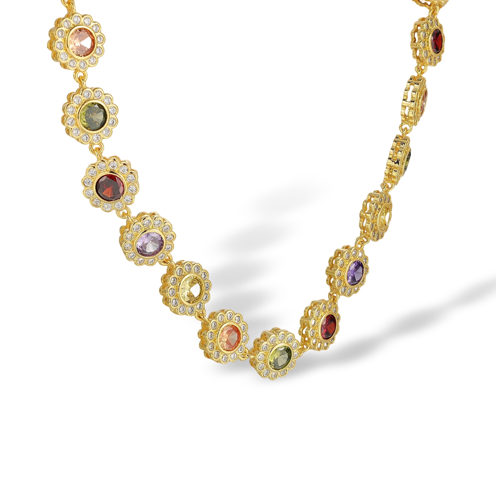 Gertrun Multicolor Floral Choker Necklace