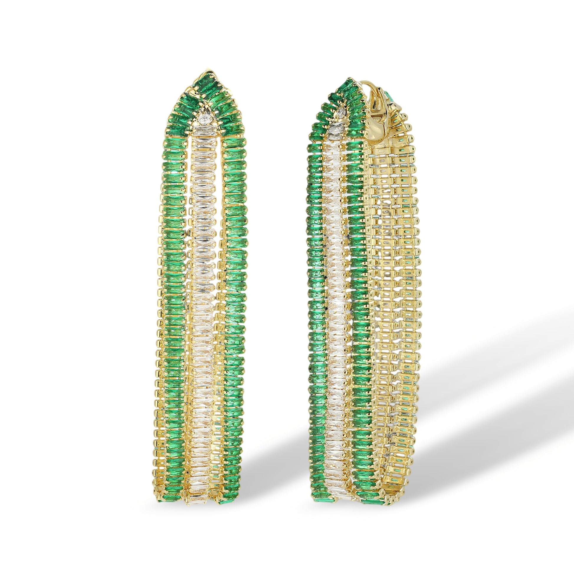 Gerwina Green Baguette Drop Earrings
