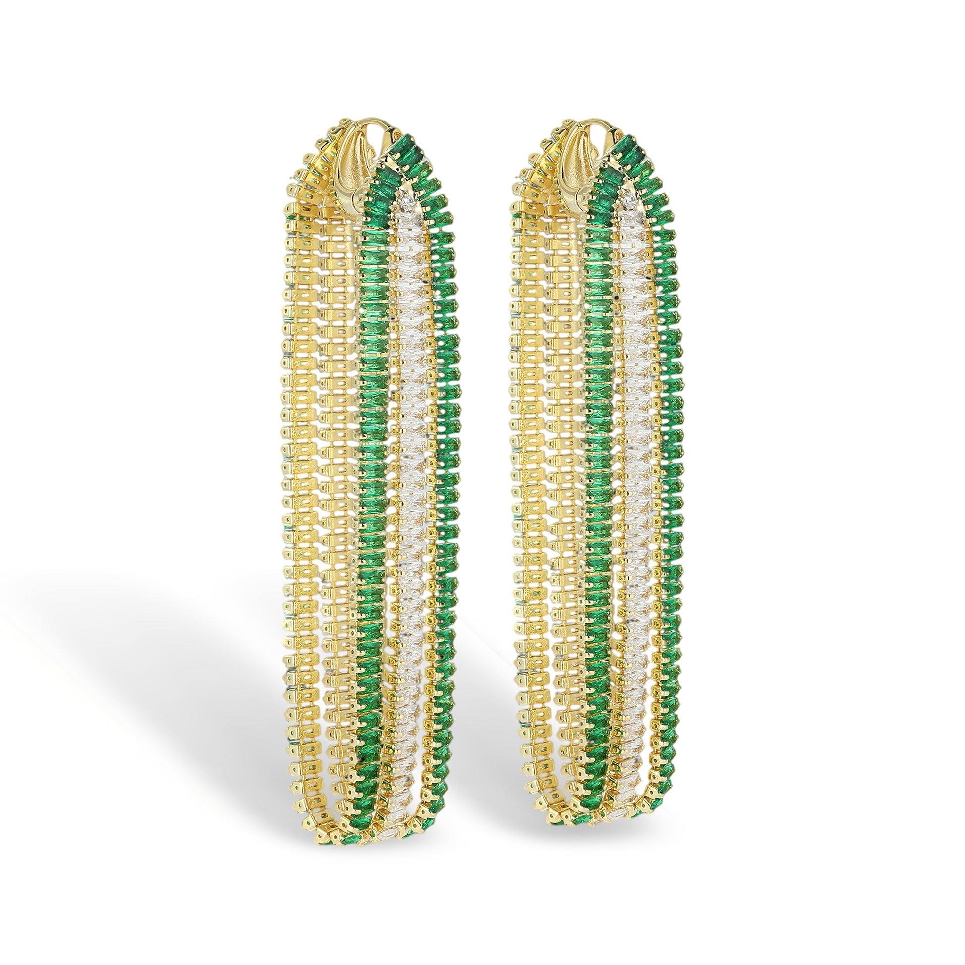 Gerwina Green Baguette Drop Earrings
