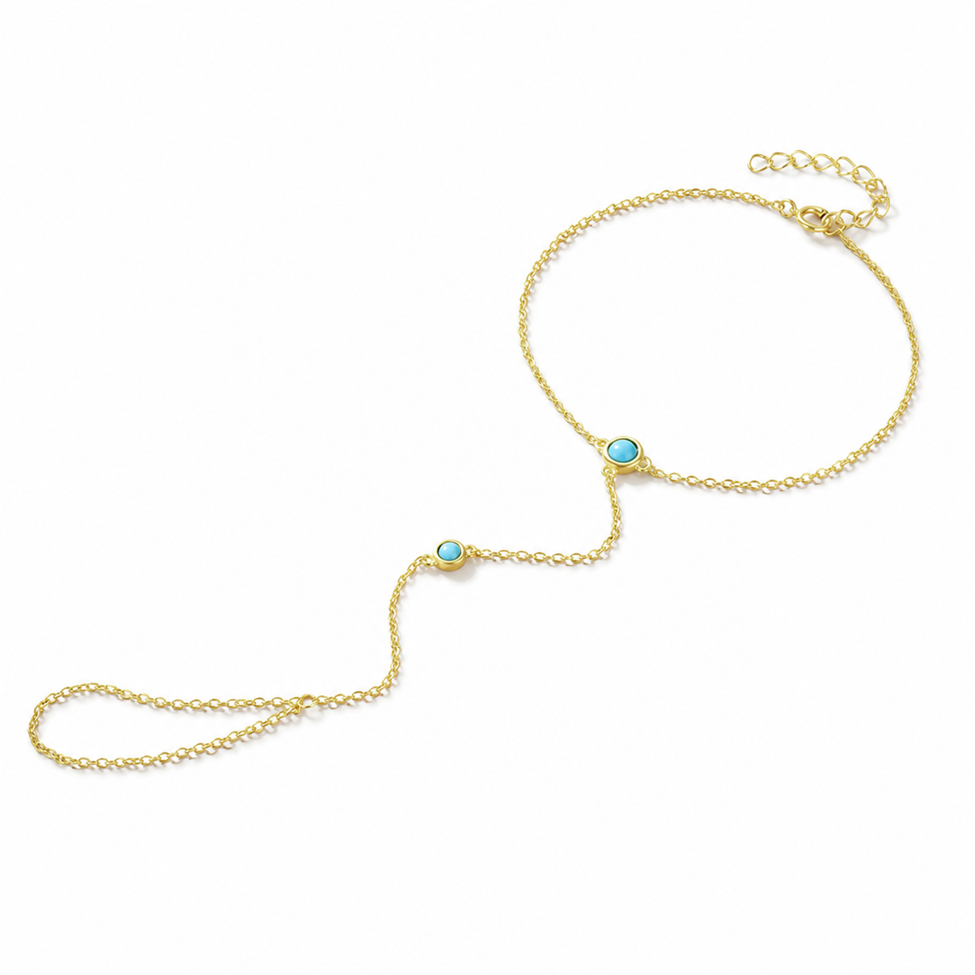 Gesa Turquoise Round Linked Finger Bracelet