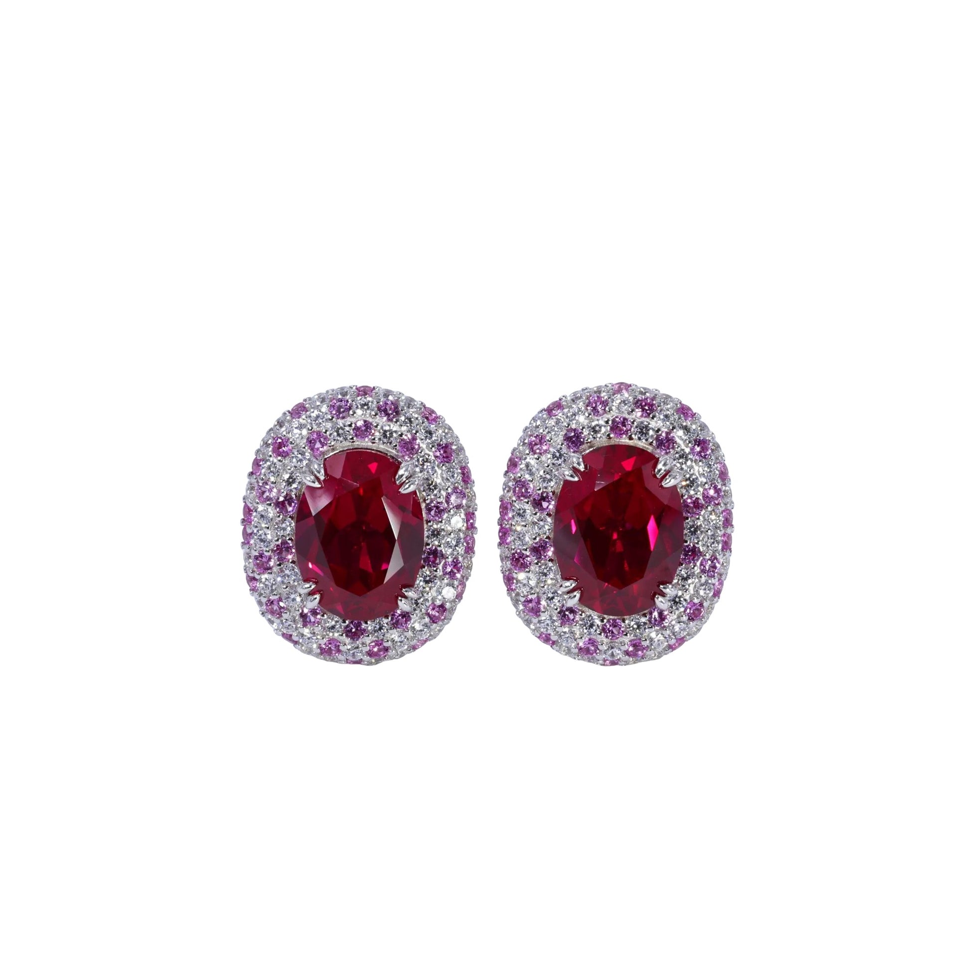 Gidèle Red Oval Stud Earrings