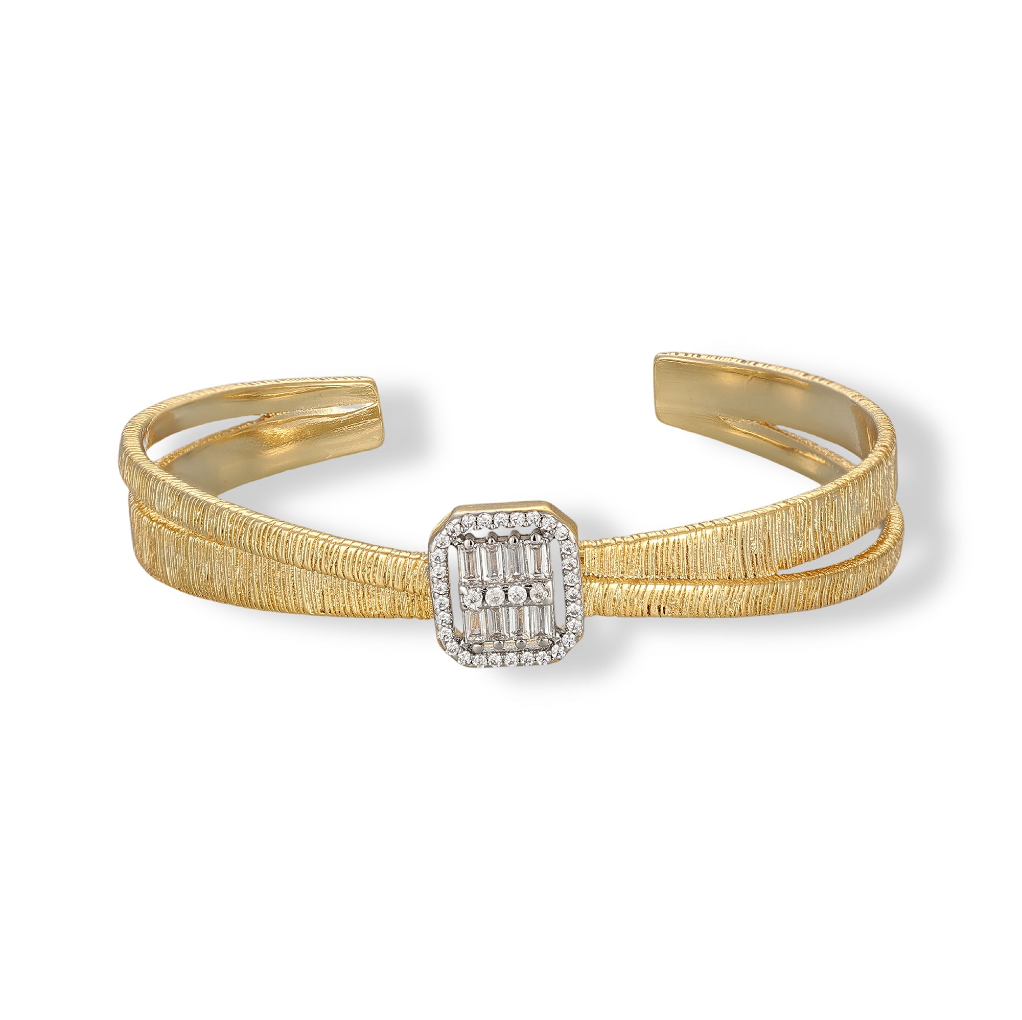 Ginette 14K Gold Cushion Open Bangle