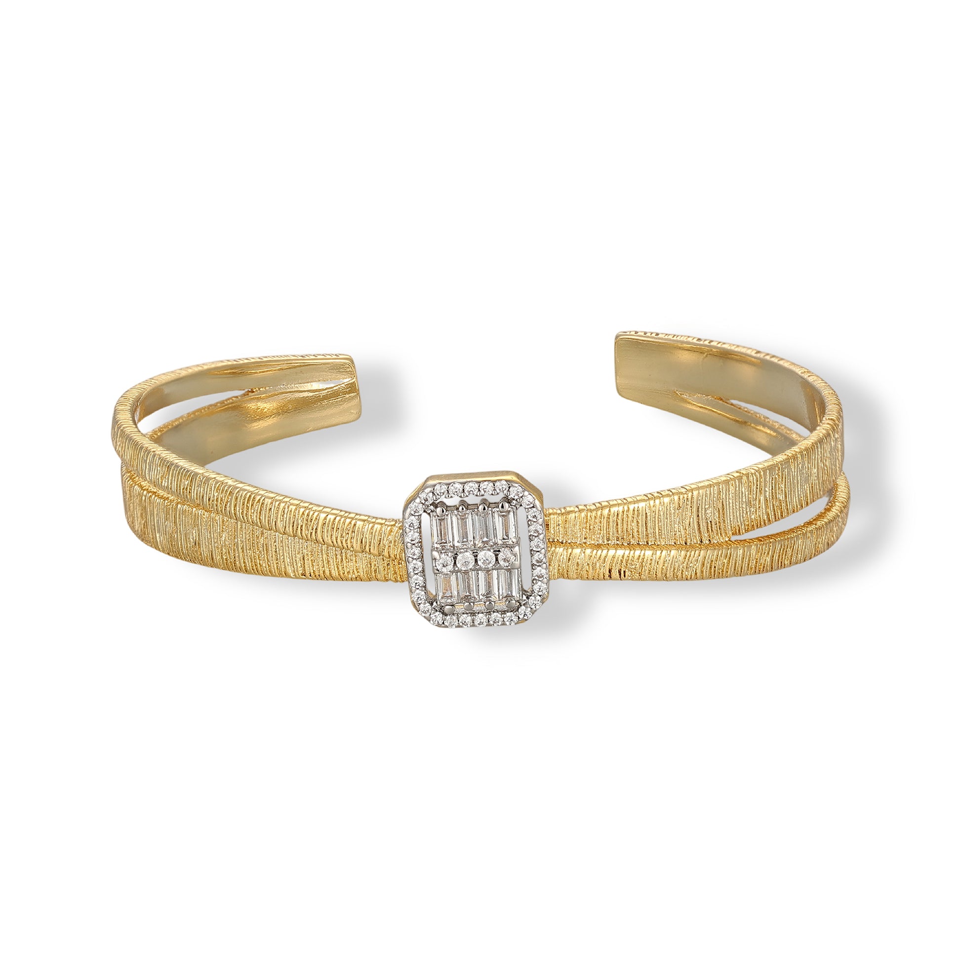 Ginette 14K Gold Cushion Open Bangle