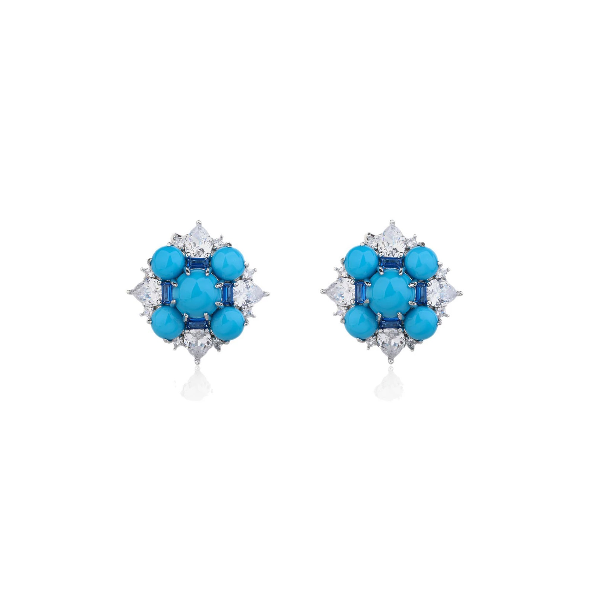 Gisalind Blue Floral Turquoise Earrings