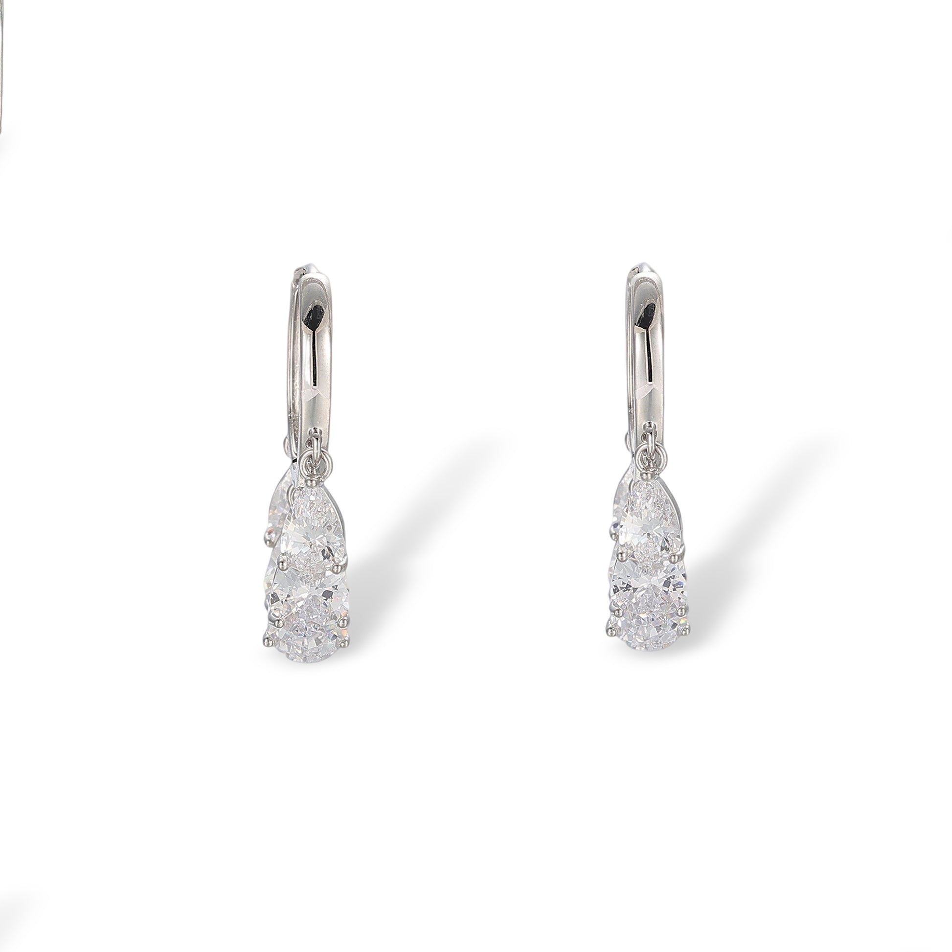 Gislène White Teardrop Huggie Earrings