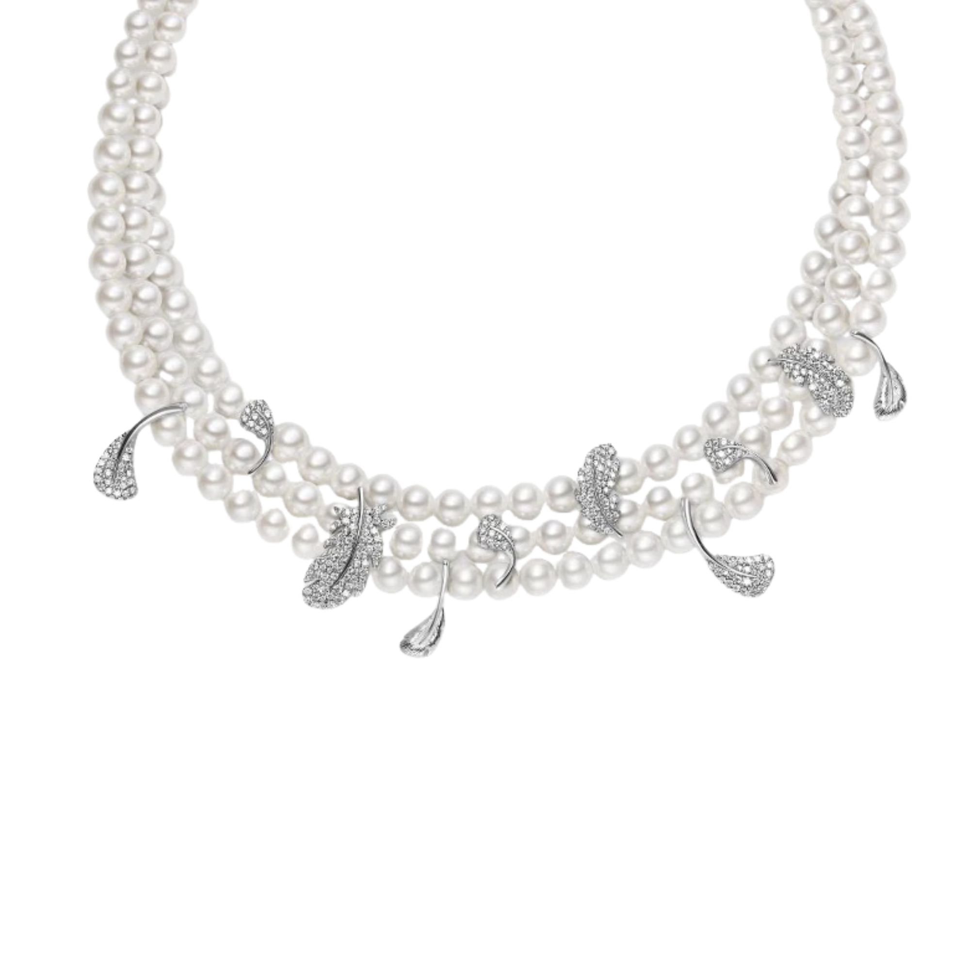 Giswind White Pearl Feather Choker Necklace