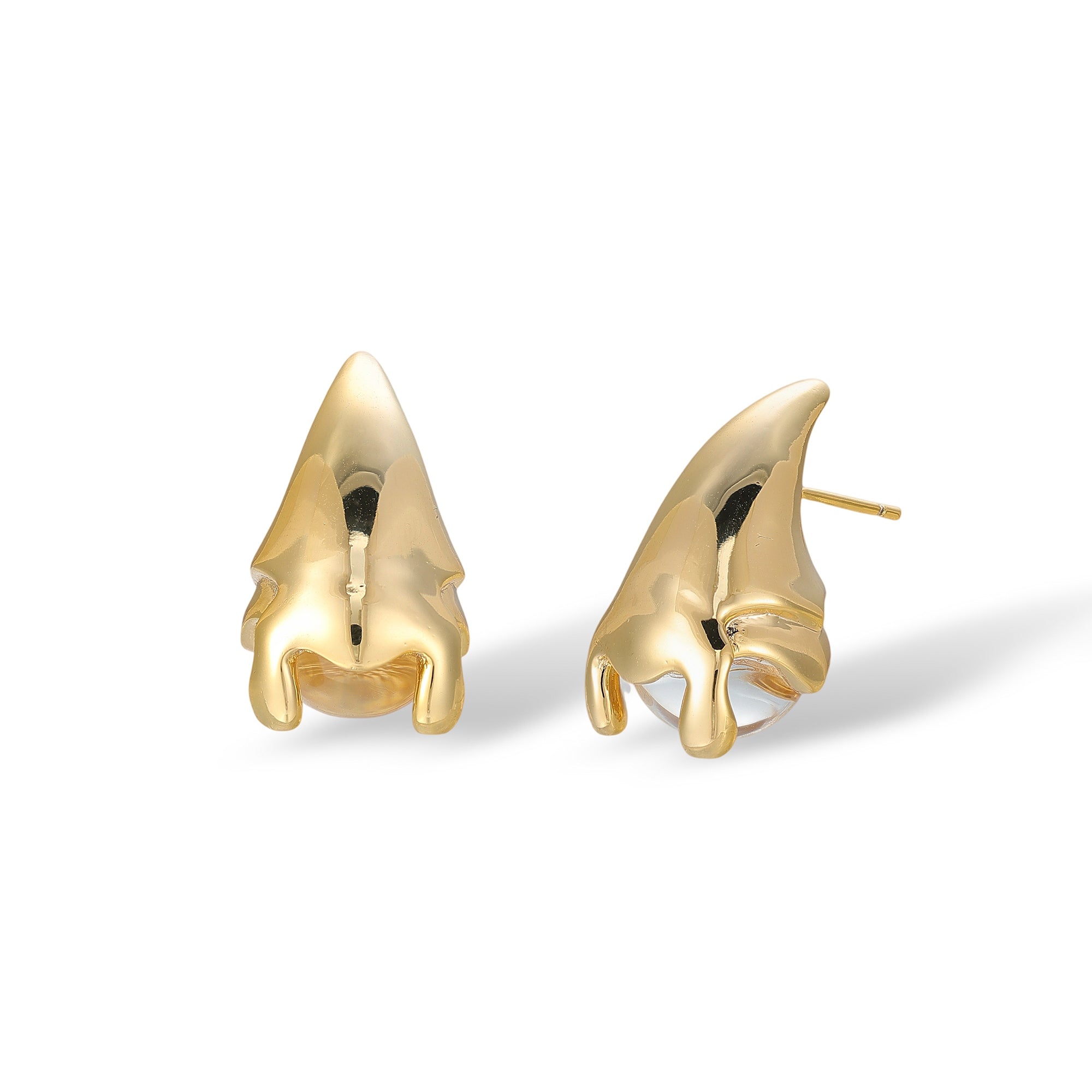 Gitte 14K Gold Dripping Cap Stud Earrings