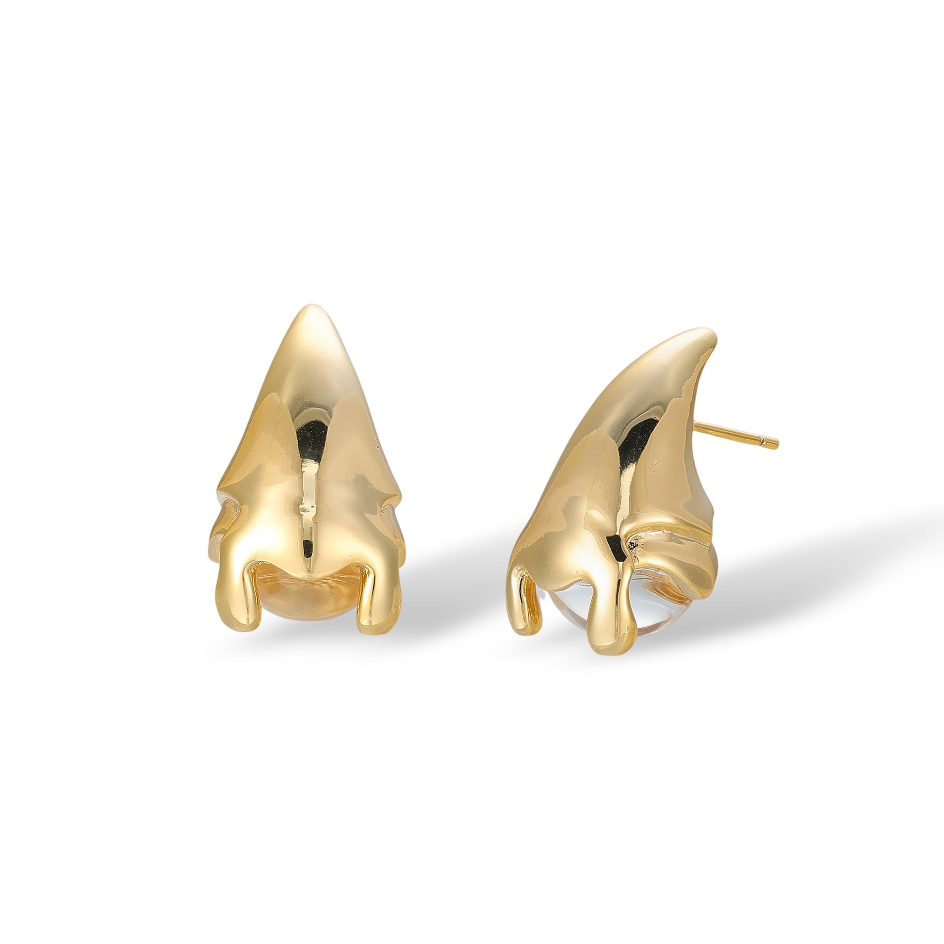 Gitte 14K Gold Dripping Cap Stud Earrings