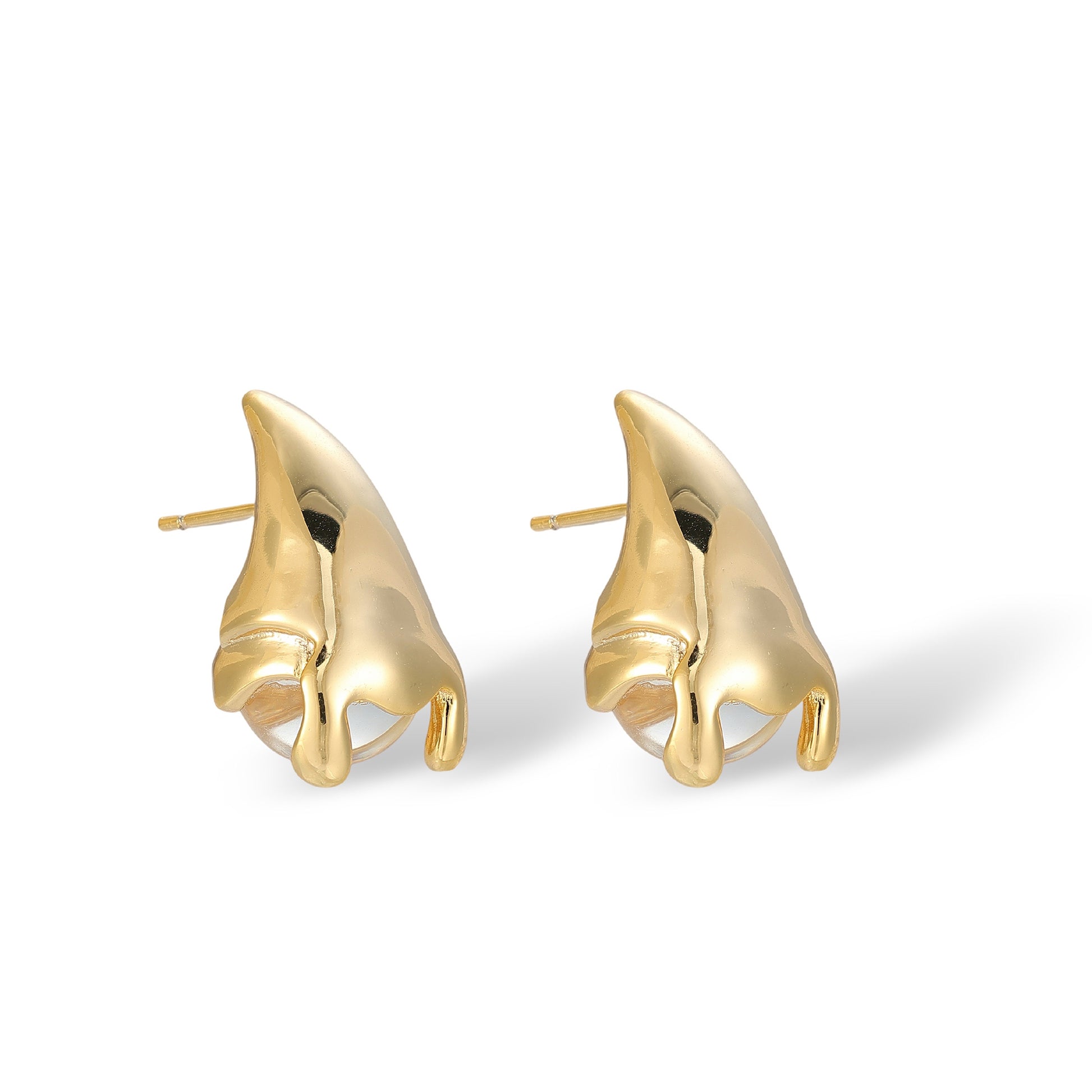 Gitte 14K Gold Dripping Cap Stud Earrings