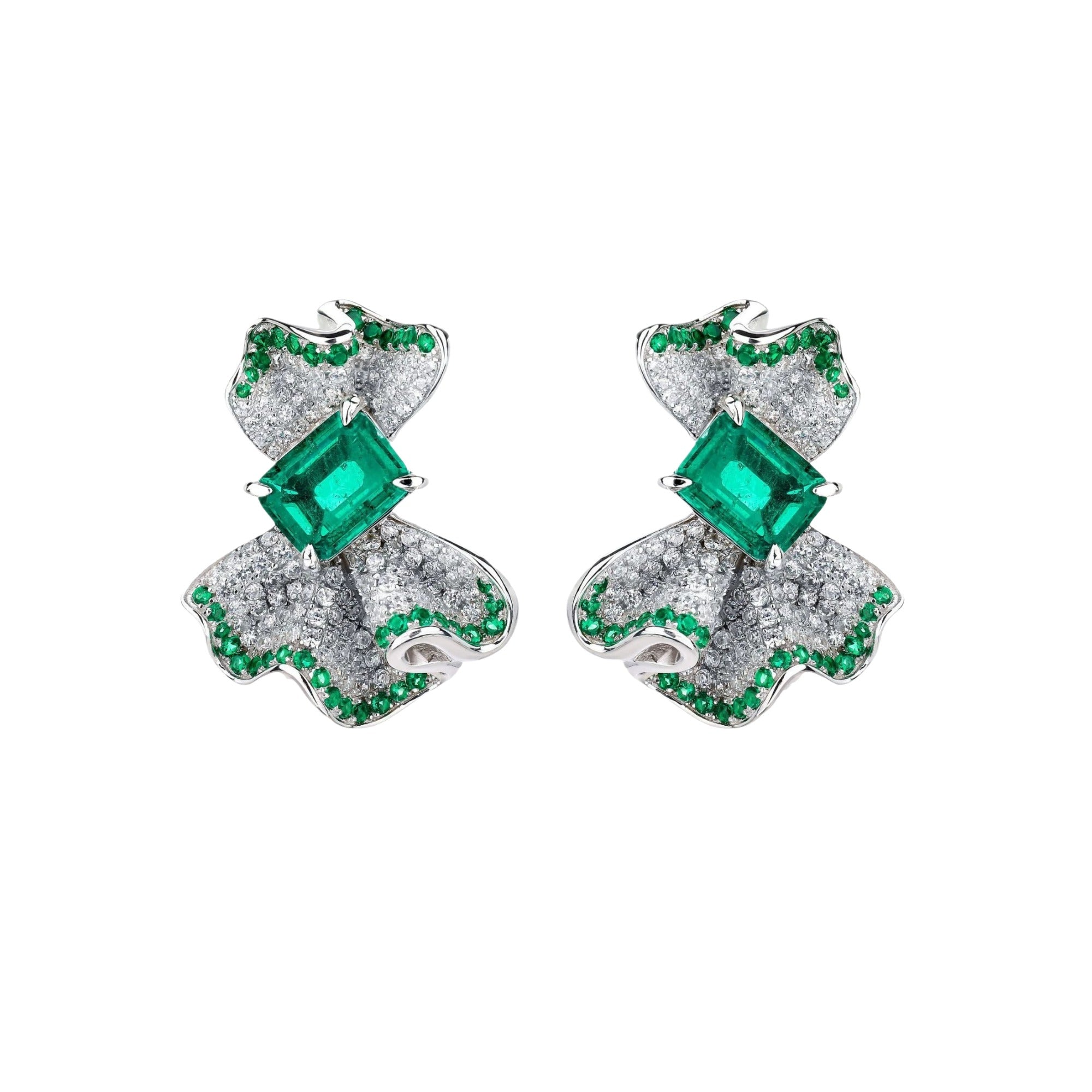 Gracianne Emerald Green Ribbon Stud Earrings