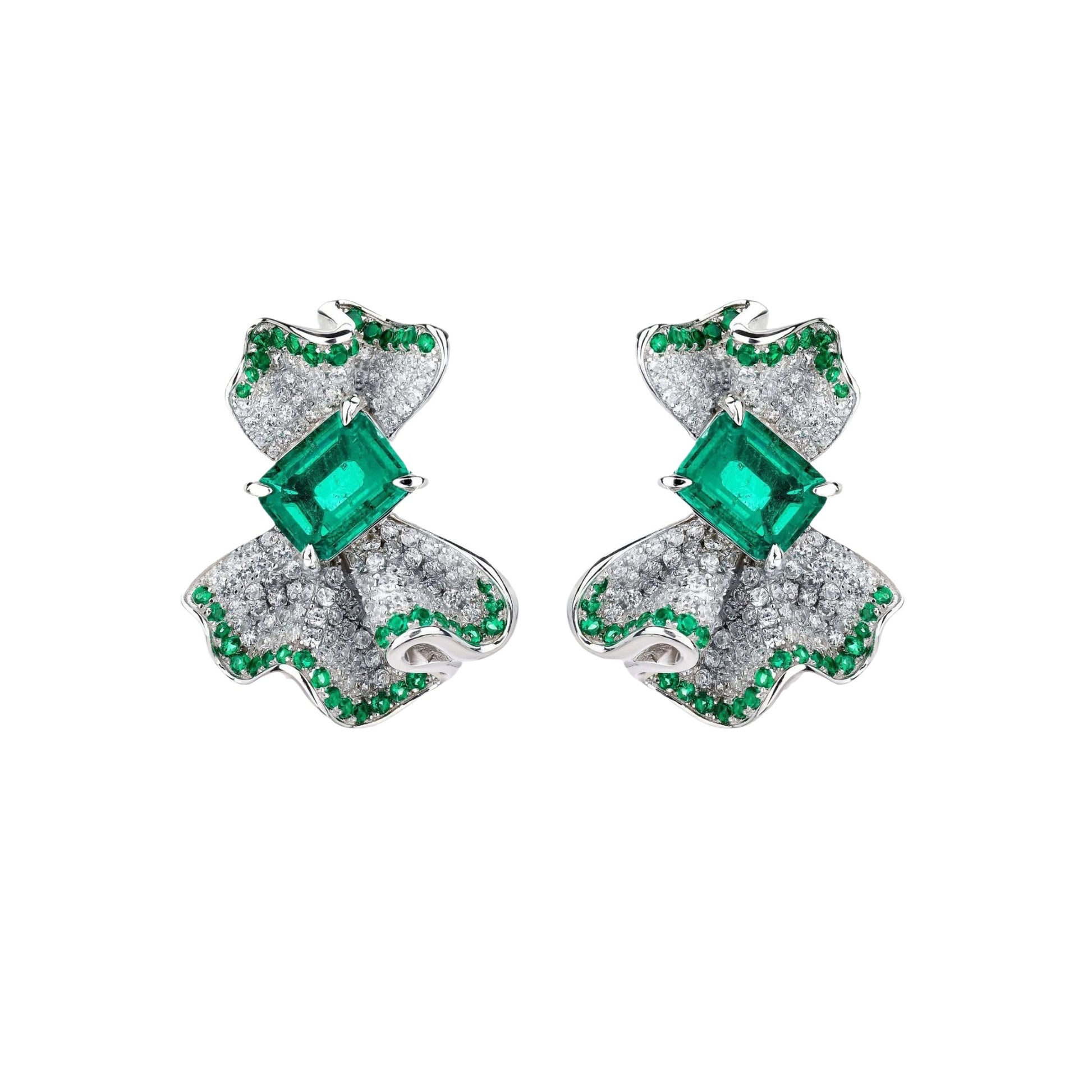 Gracianne Emerald Green Ribbon Stud Earrings