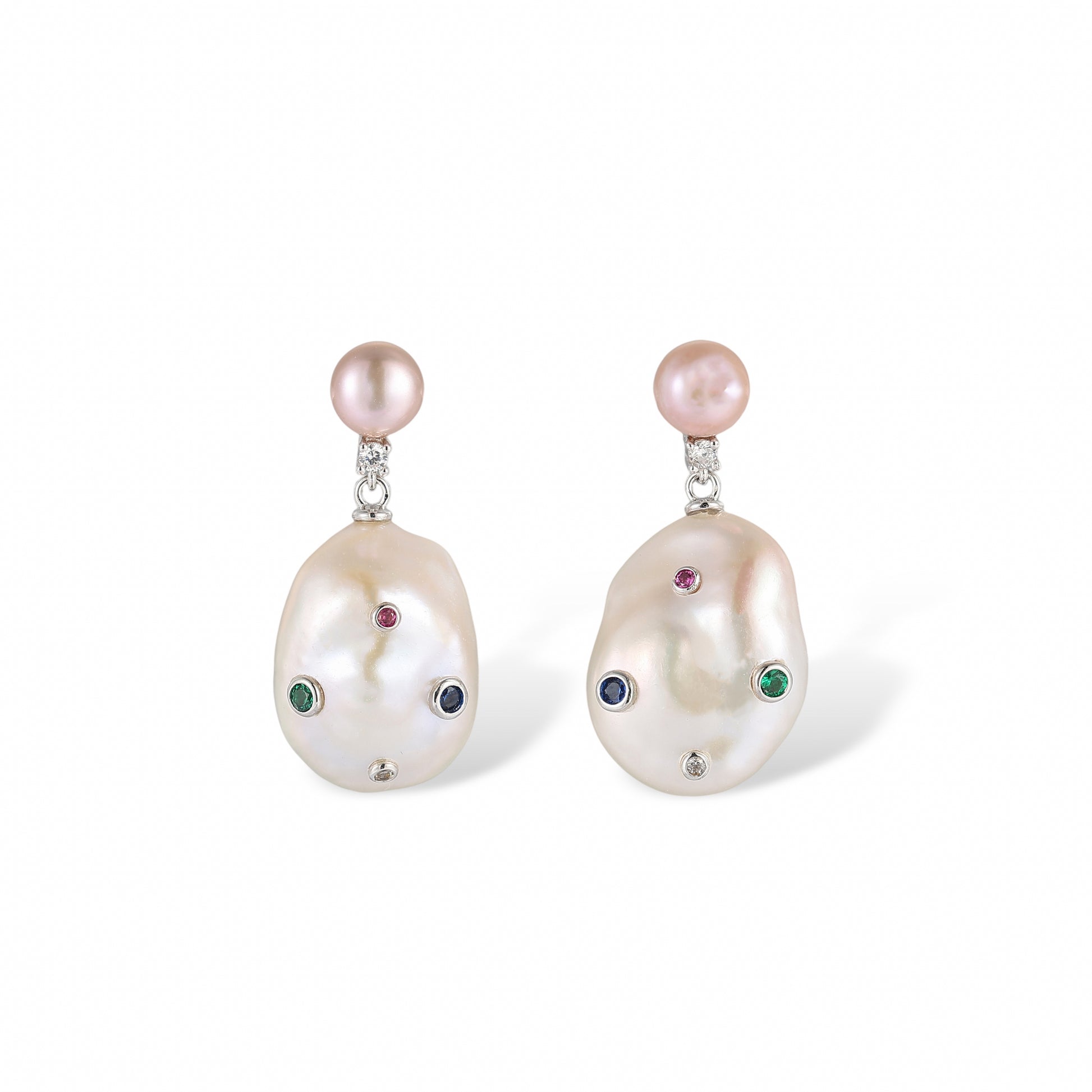 Gravé Finement Baroque Pearl Pink Earrings