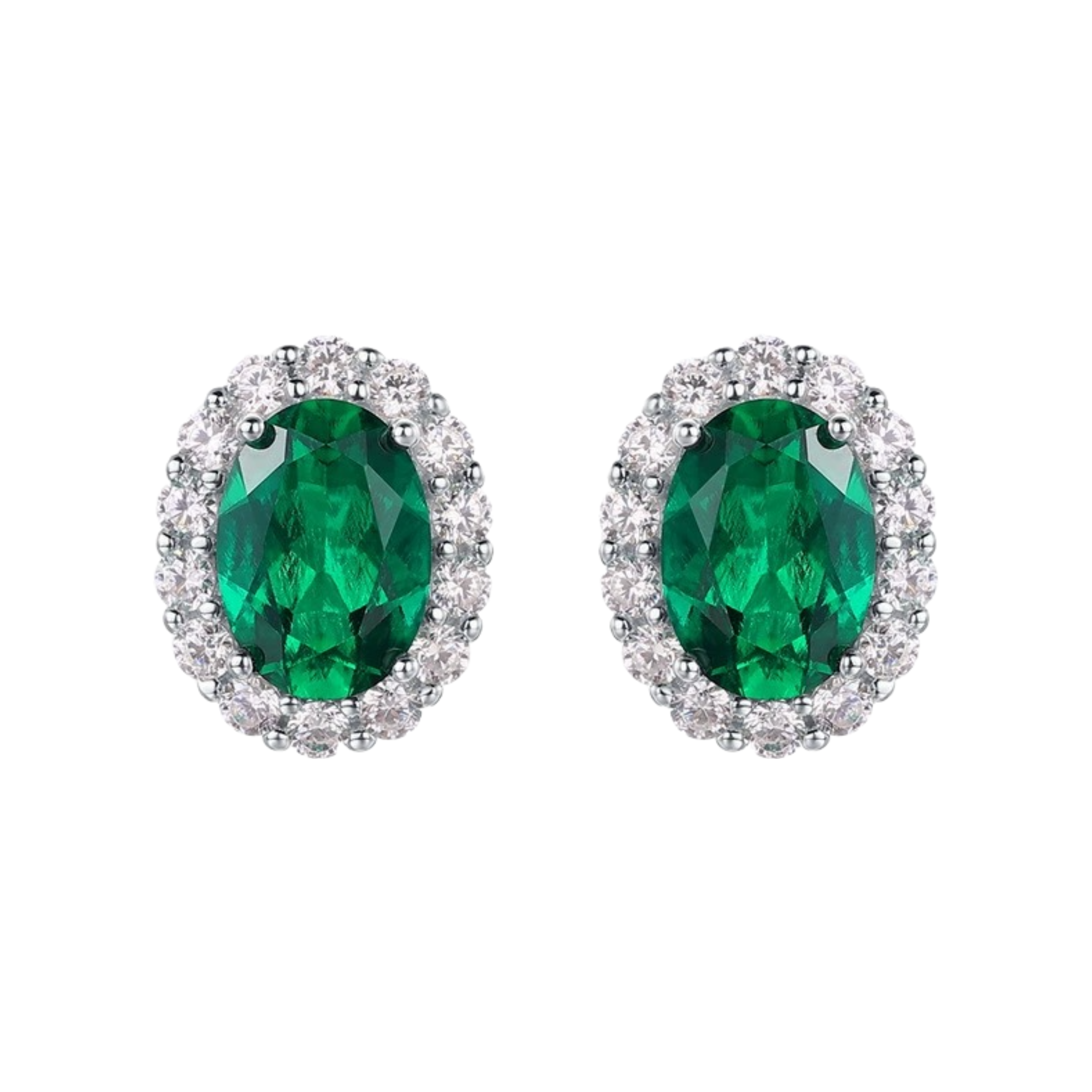 Guislaine Emerald Green Oval Stud Earrings