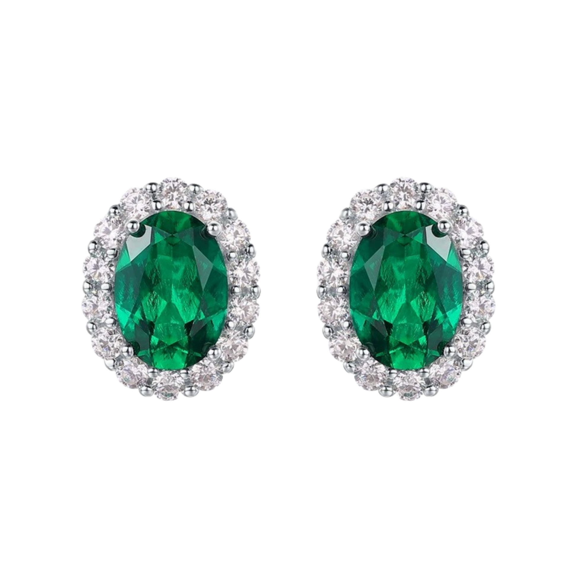 Guislaine Emerald Green Oval Stud Earrings