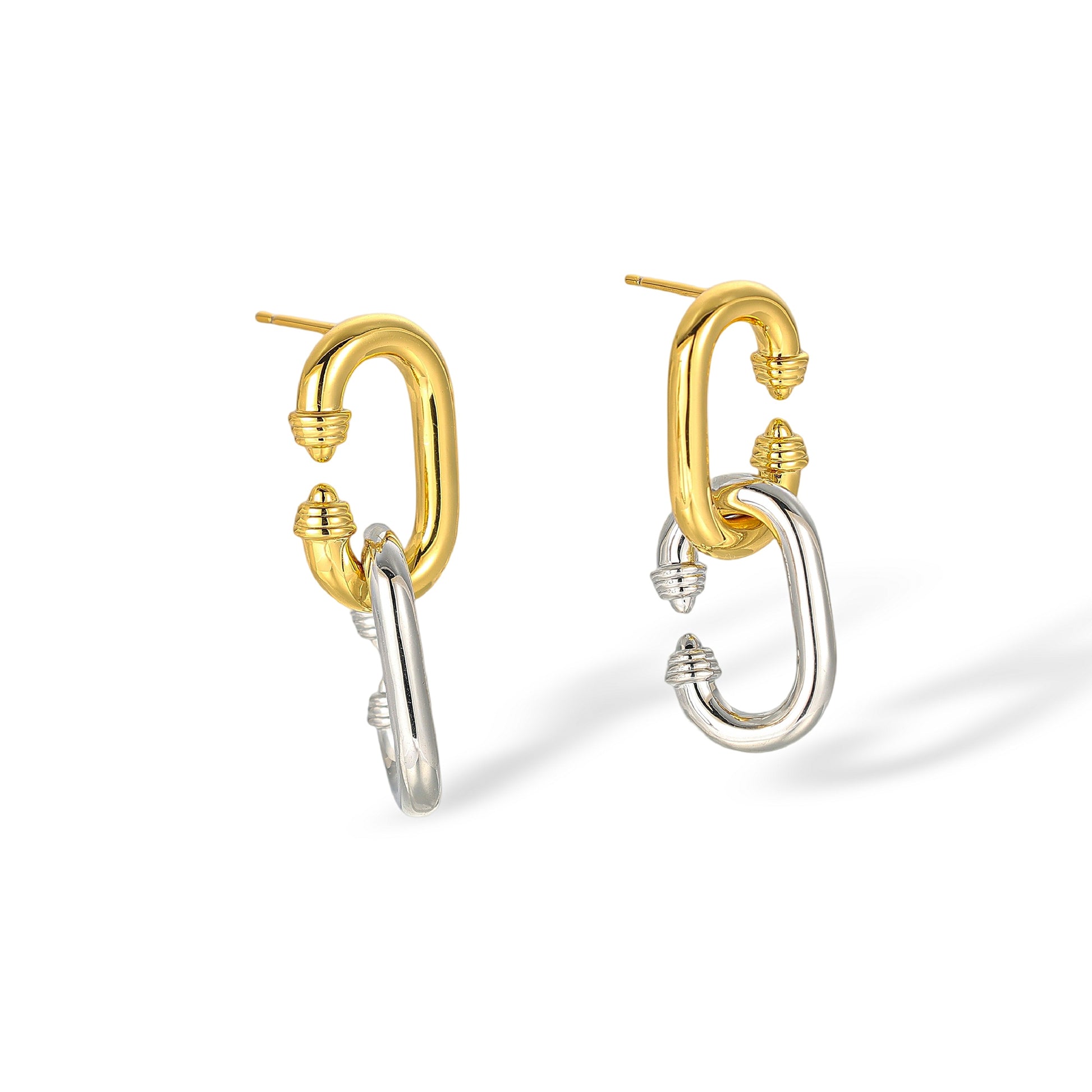 Gundlina 18K Gold Oval Link Drop Earrings