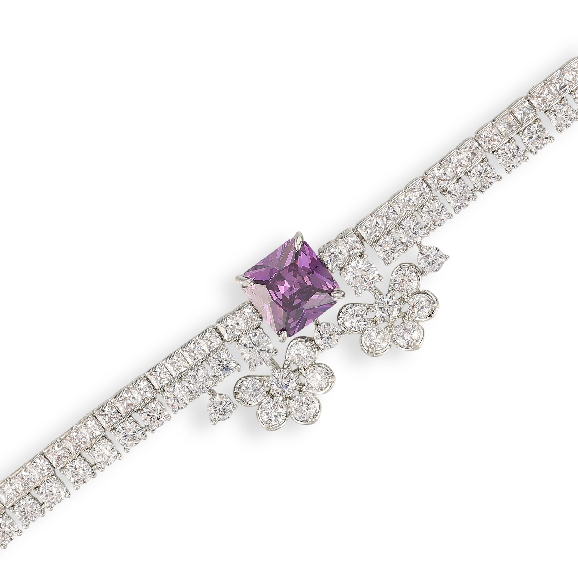 Gundlinda Purple Square Floral Bracelet