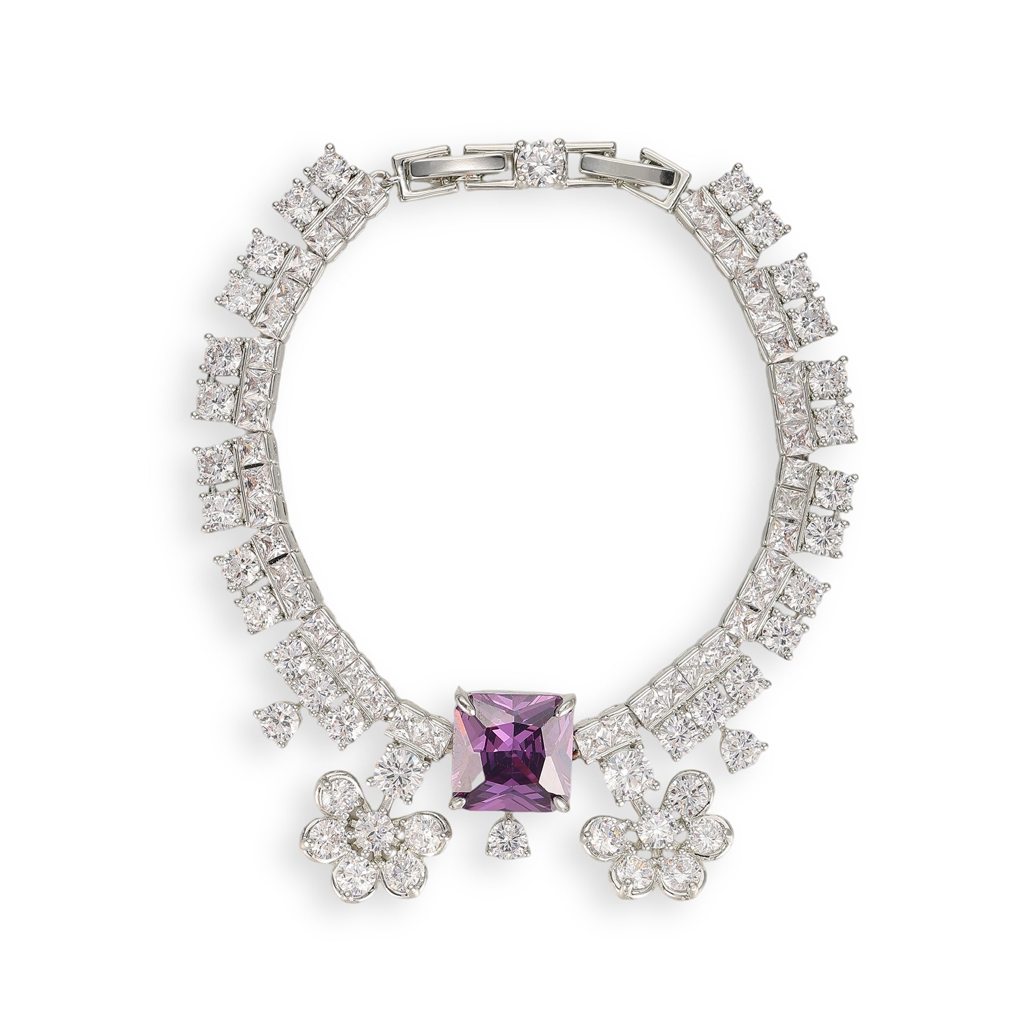 Gundlinda Purple Square Floral Bracelet