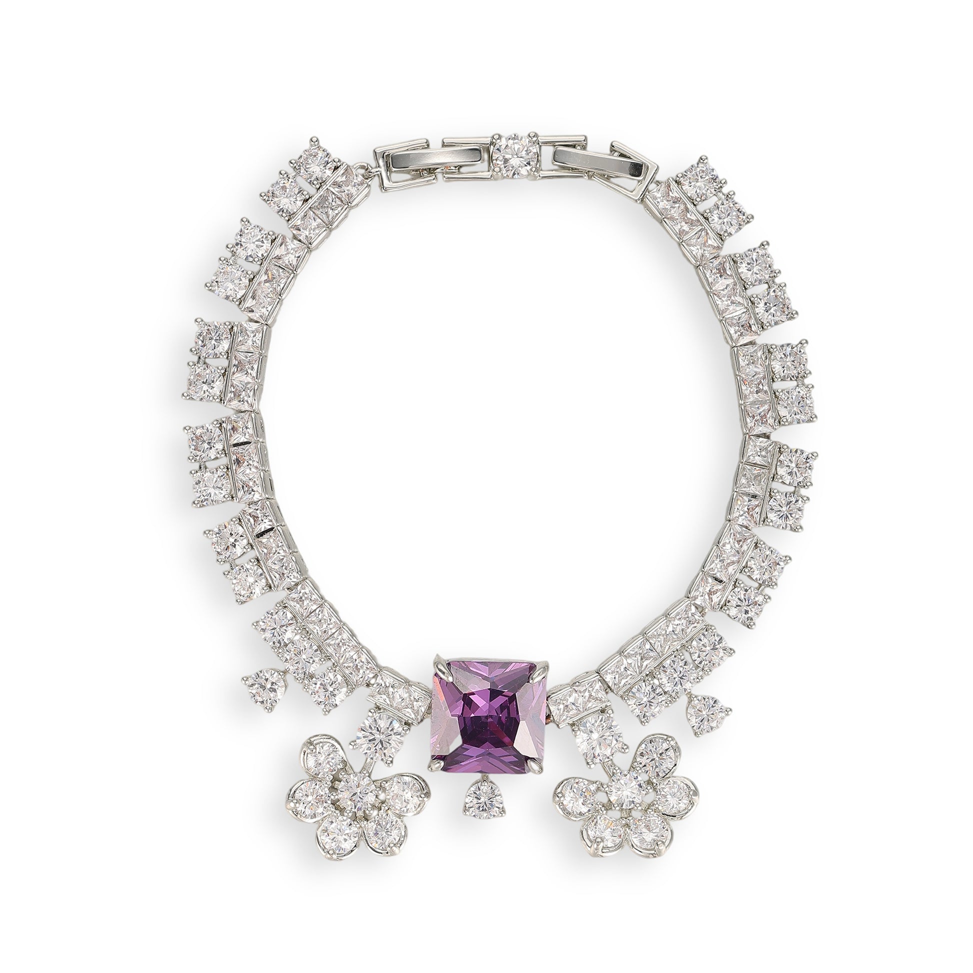 Gundlinda Purple Square Floral Bracelet