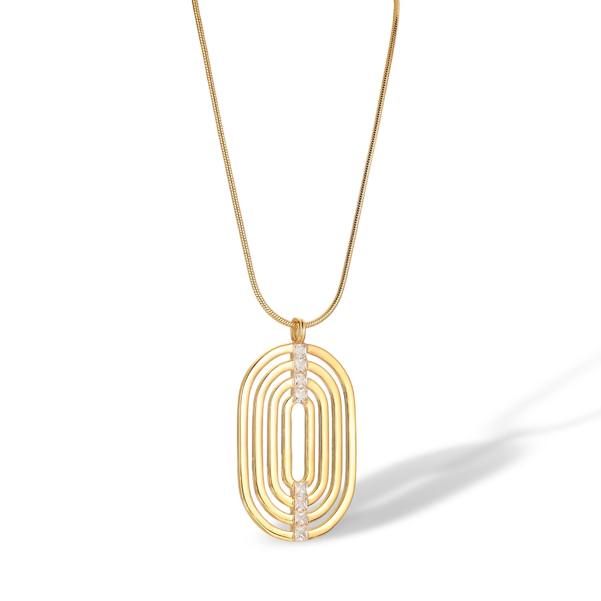 Gundrada 14K Gold Layered Openwork Oval Necklace