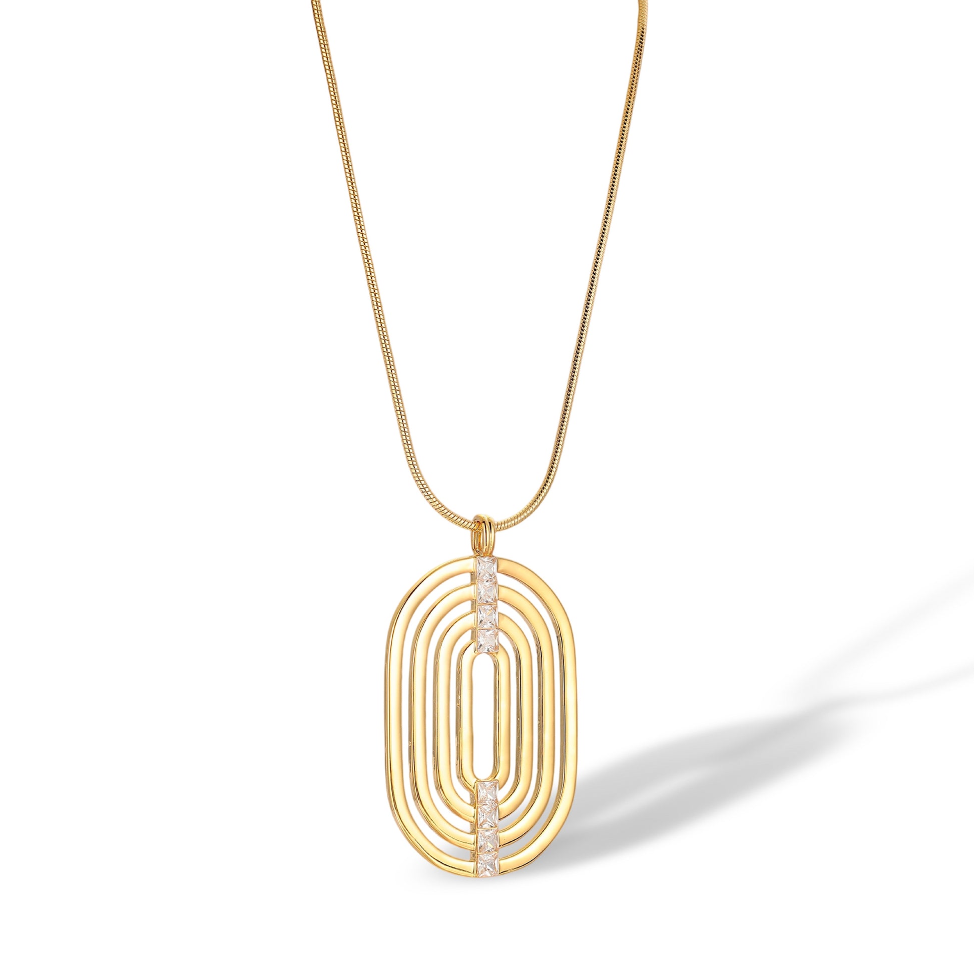 Gundrada 14K Gold Layered Openwork Oval Necklace